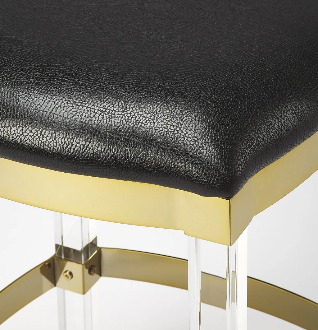 Acrylic And Black Leather Counter Stool By Homeroots - Image 4
