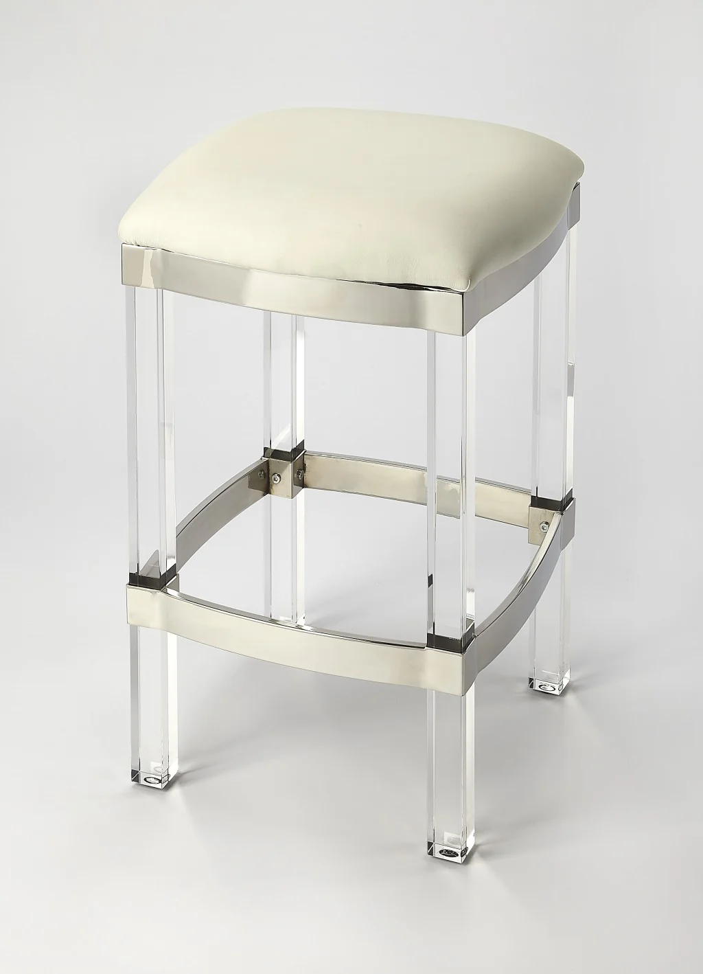 Acrylic And Black Leather Counter Stool By Homeroots - Image 5