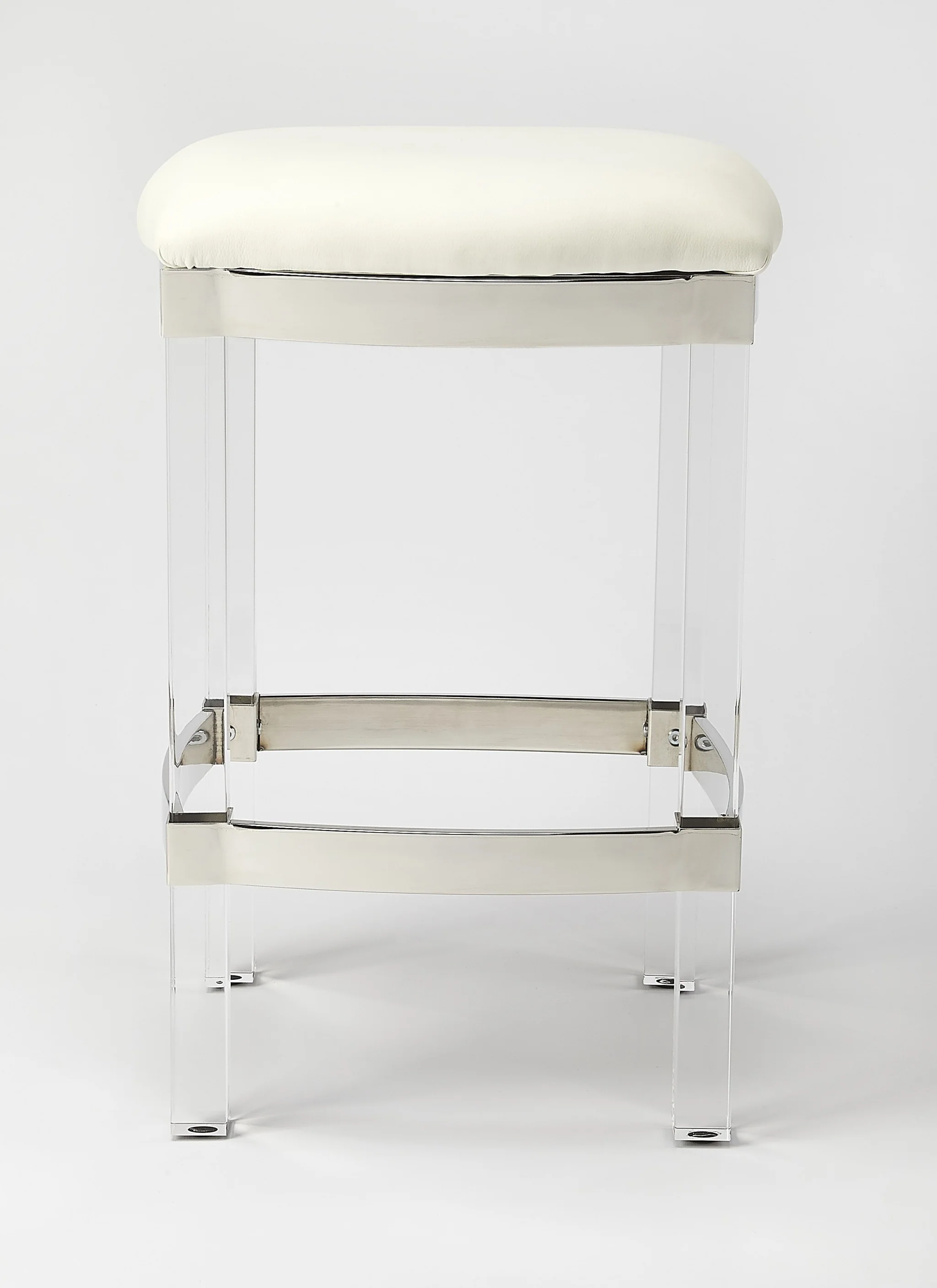 Acrylic And Black Leather Counter Stool By Homeroots - Image 6