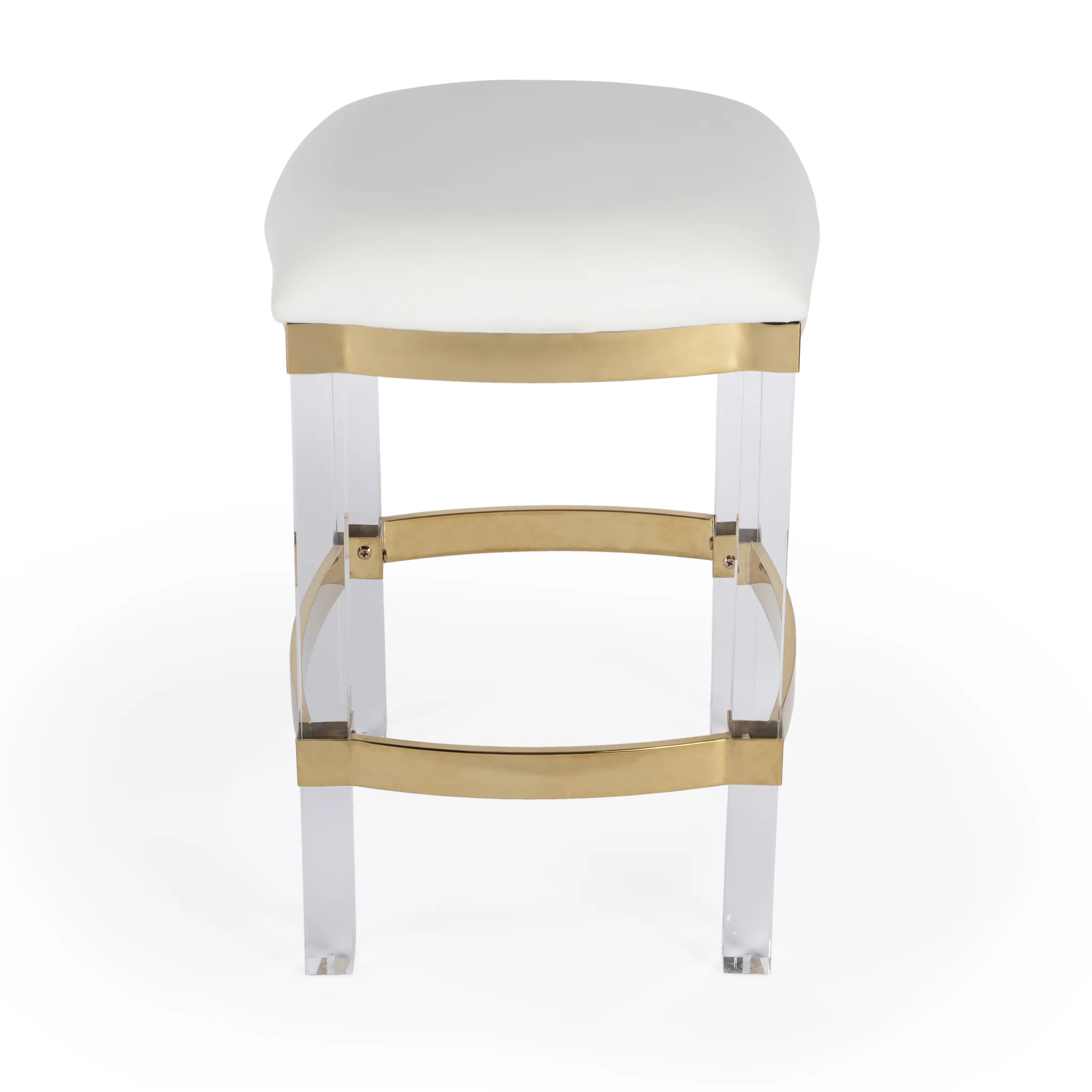 Acrylic And Polished Gold Counter Stool By Homeroots - Image 2