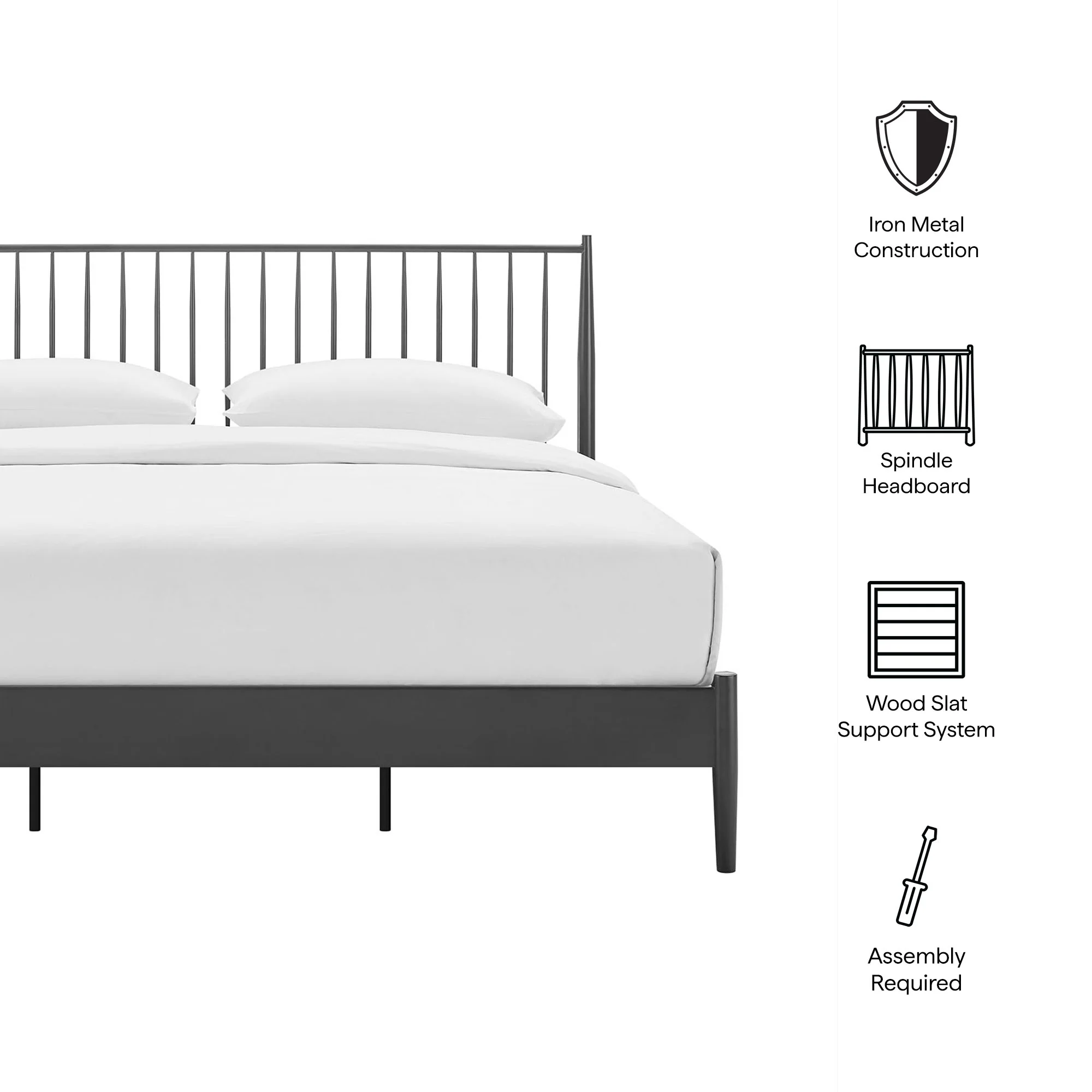 Adair Spindle Metal King Platform Bed by Modway - Image 8