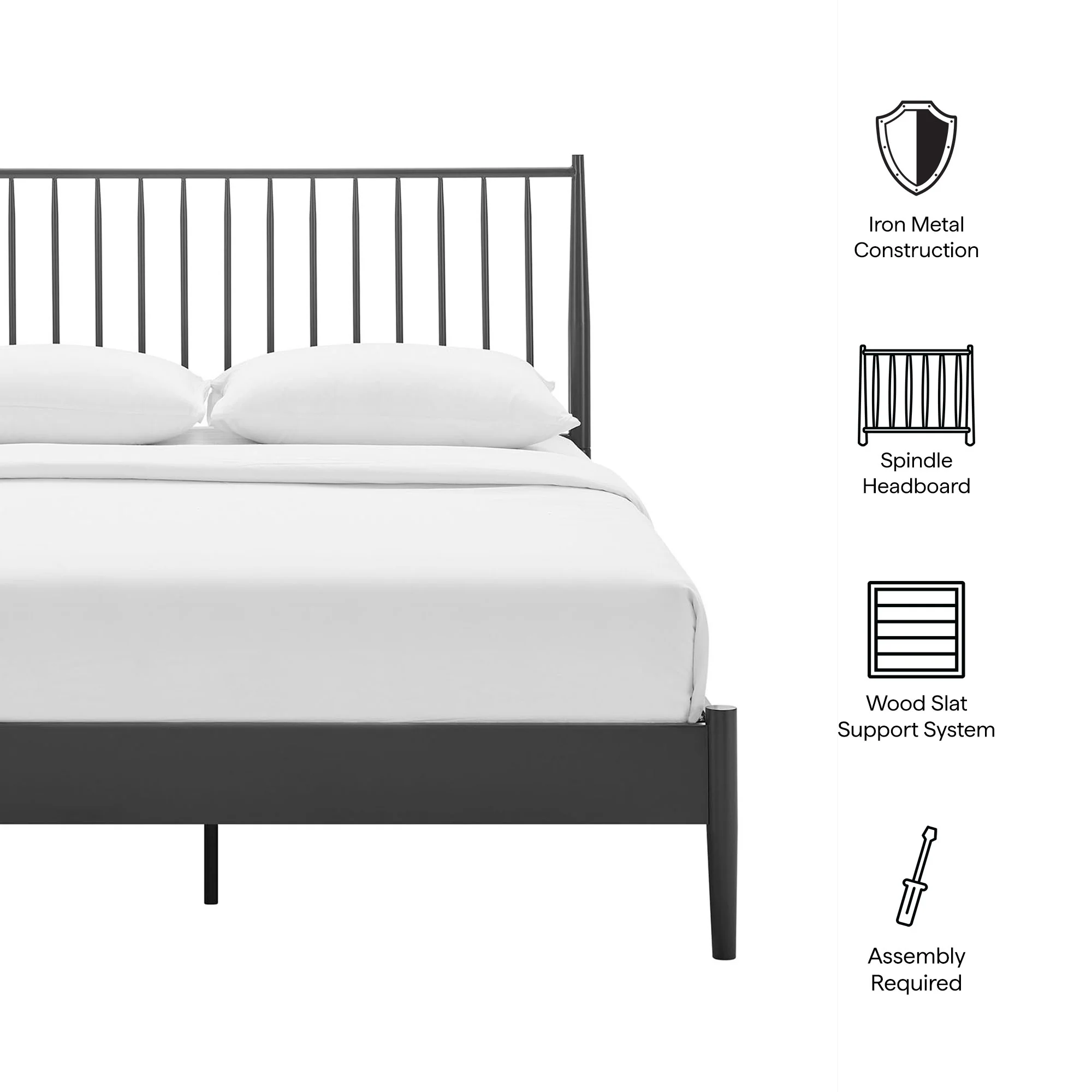 Adair Spindle Metal Queen Platform Bed by Modway - Image 8