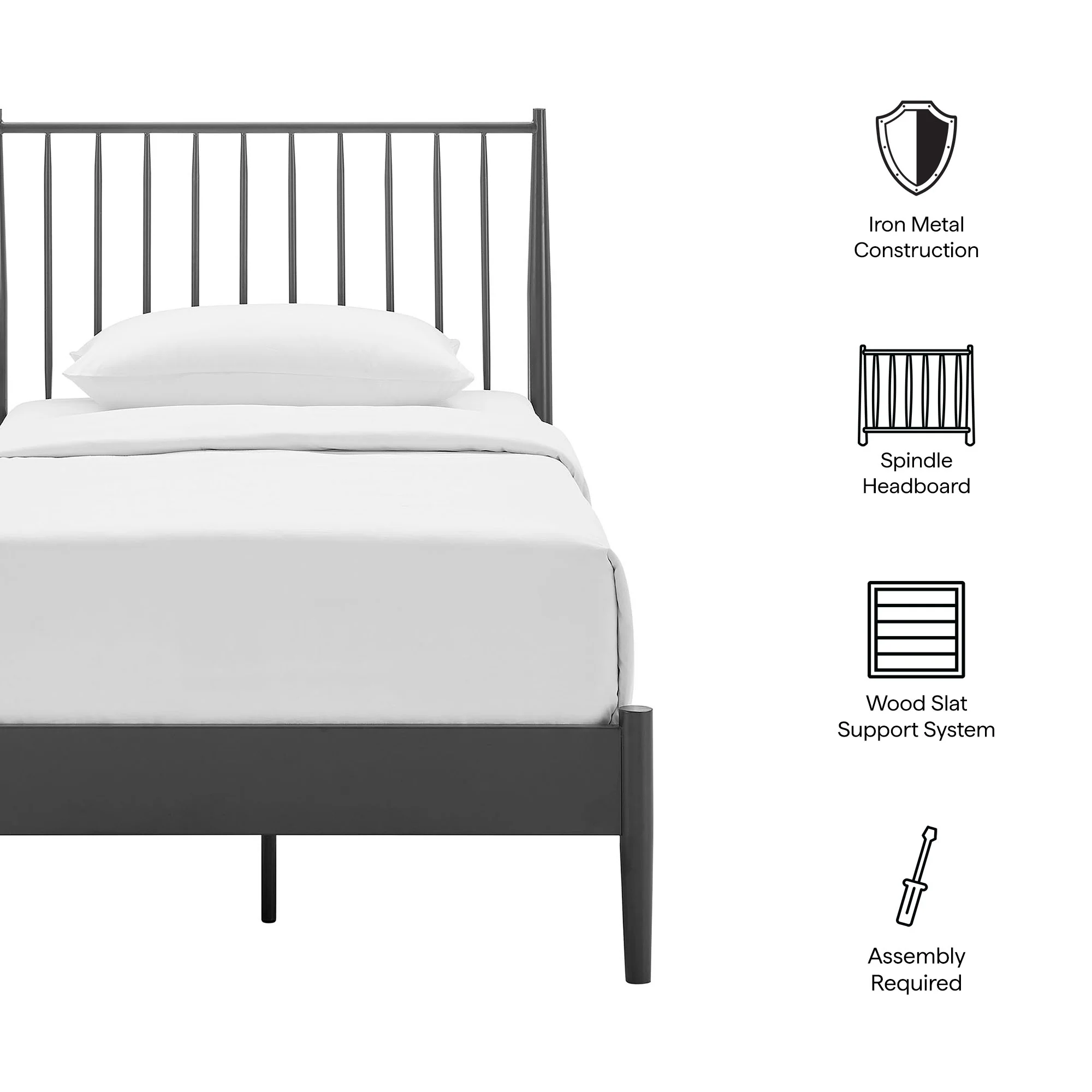 Adair Spindle Metal Twin Platform Bed by Modway - Image 8