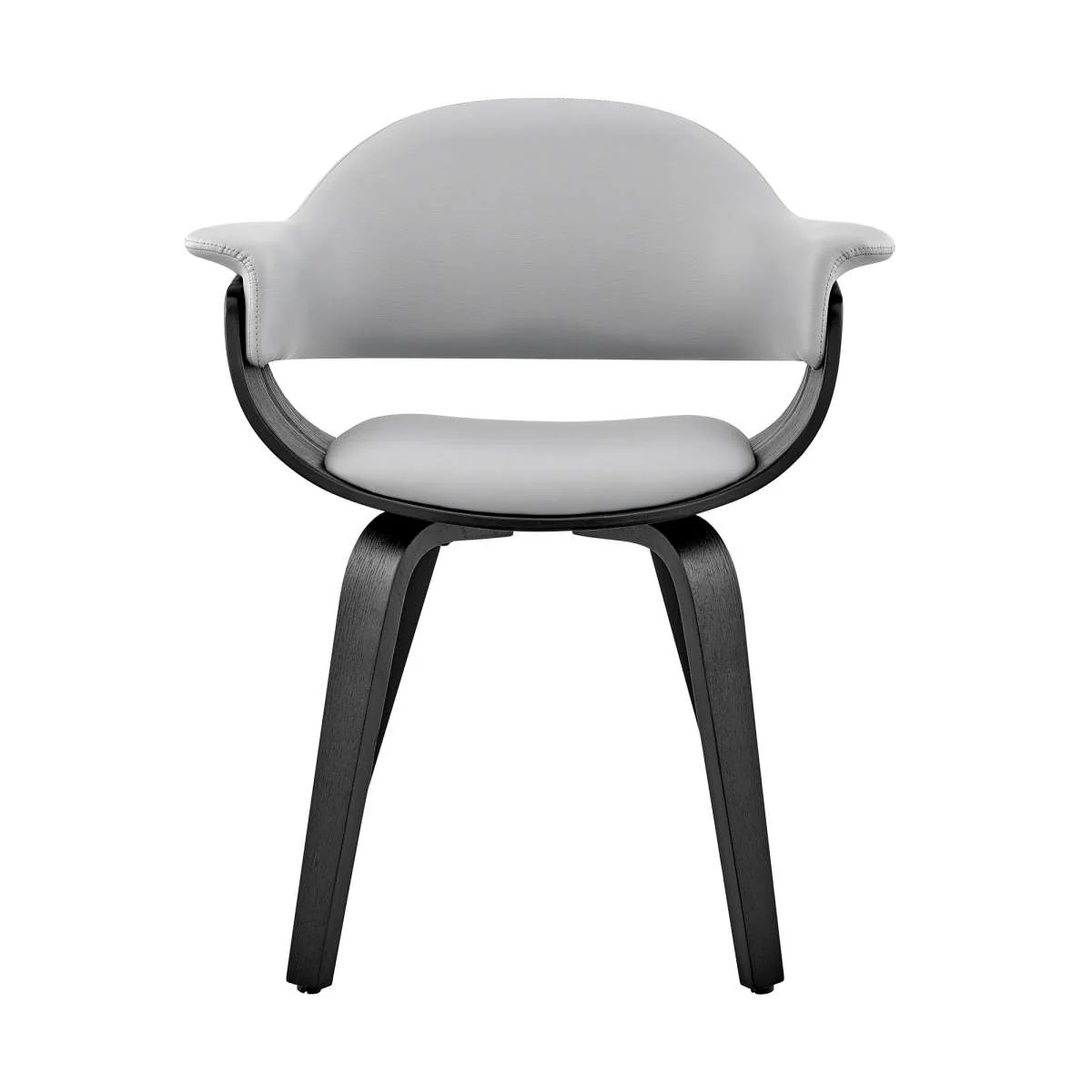 Adalyn Gray Faux Leather and Black Wood Dining Room Accent Chair By Armen Living - Image 2
