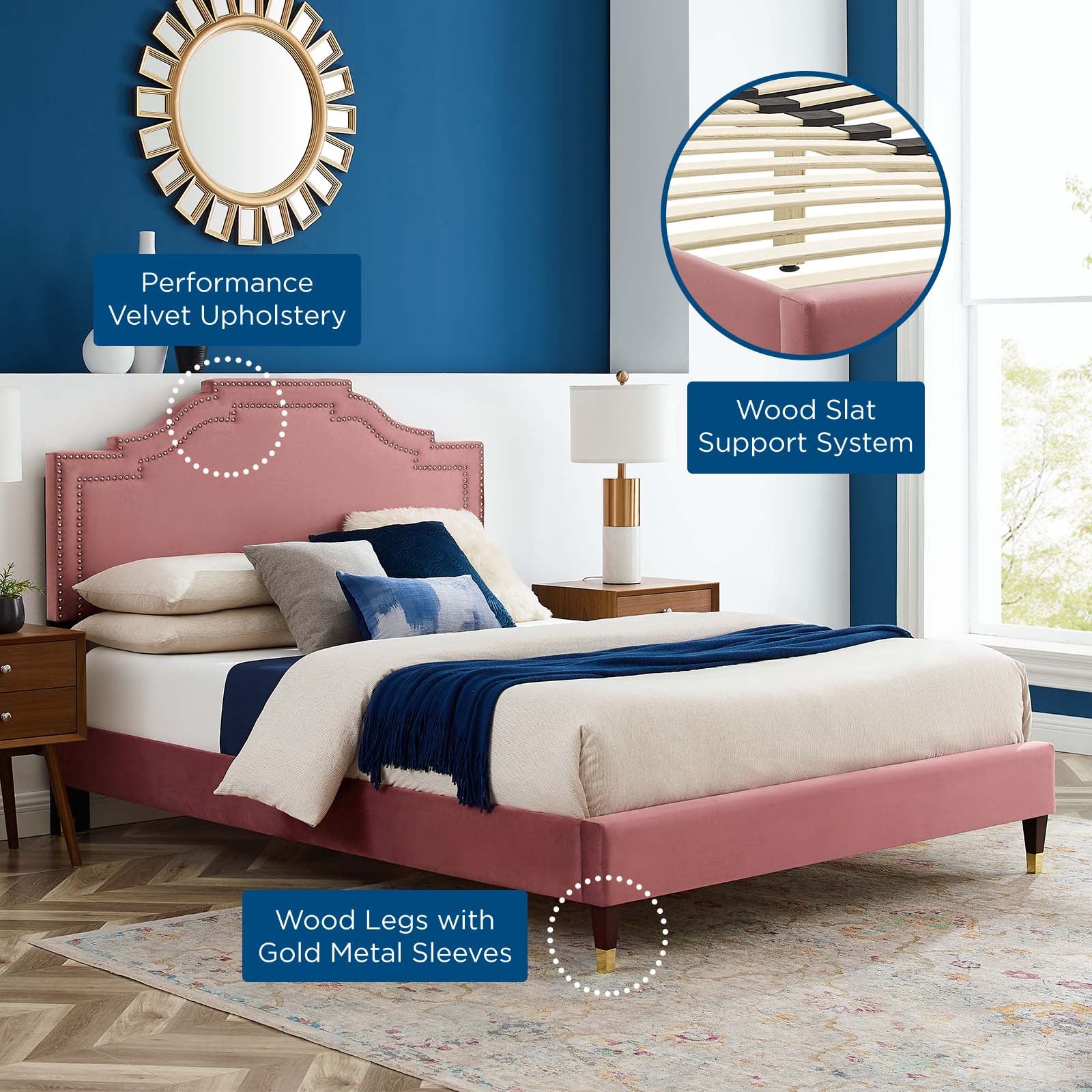 Adelaide Performance Velvet Full Platform Bed By Modway - MOD-6857 - Image 6