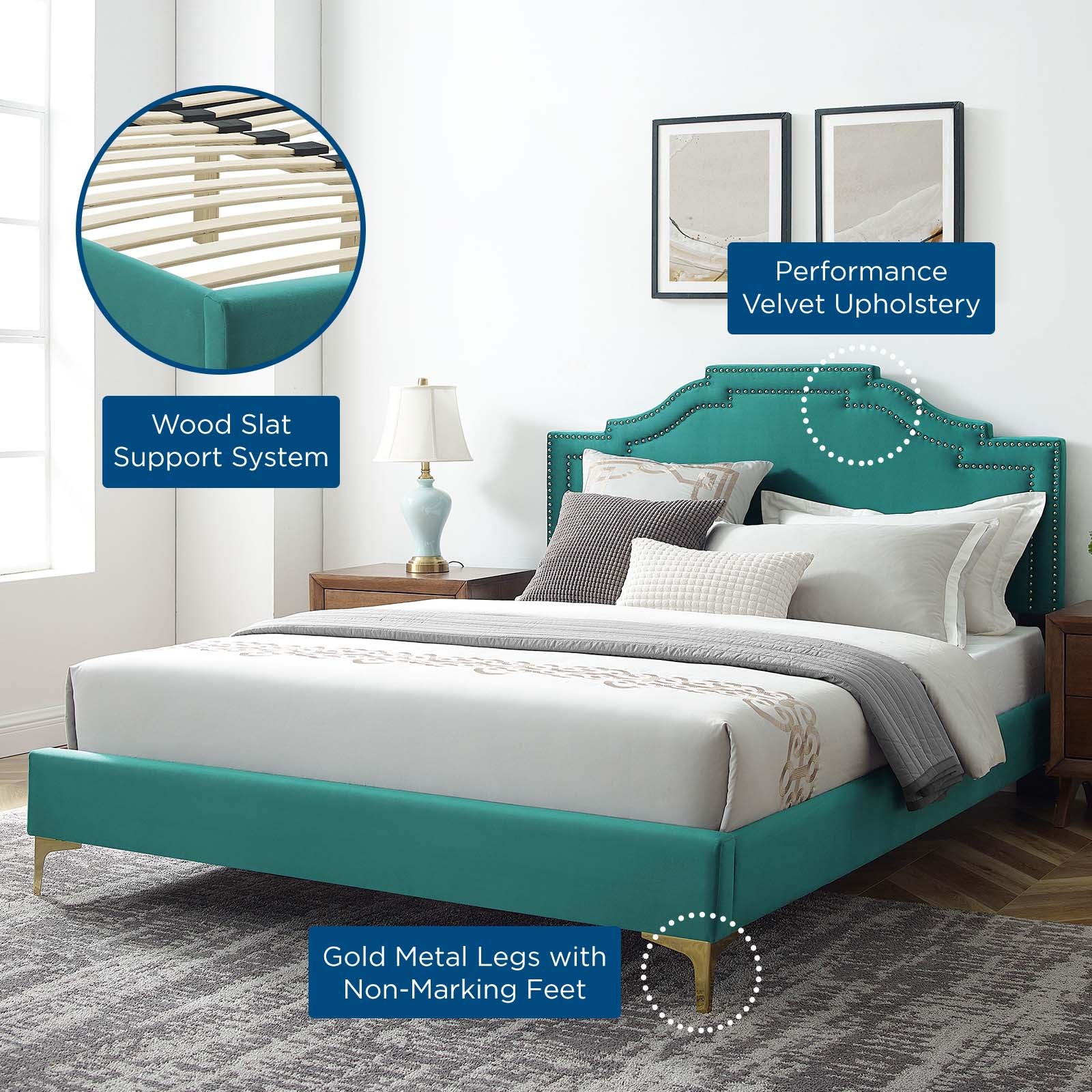 Adelaide Performance Velvet King Platform Bed By Modway - MOD-6862 - Image 90