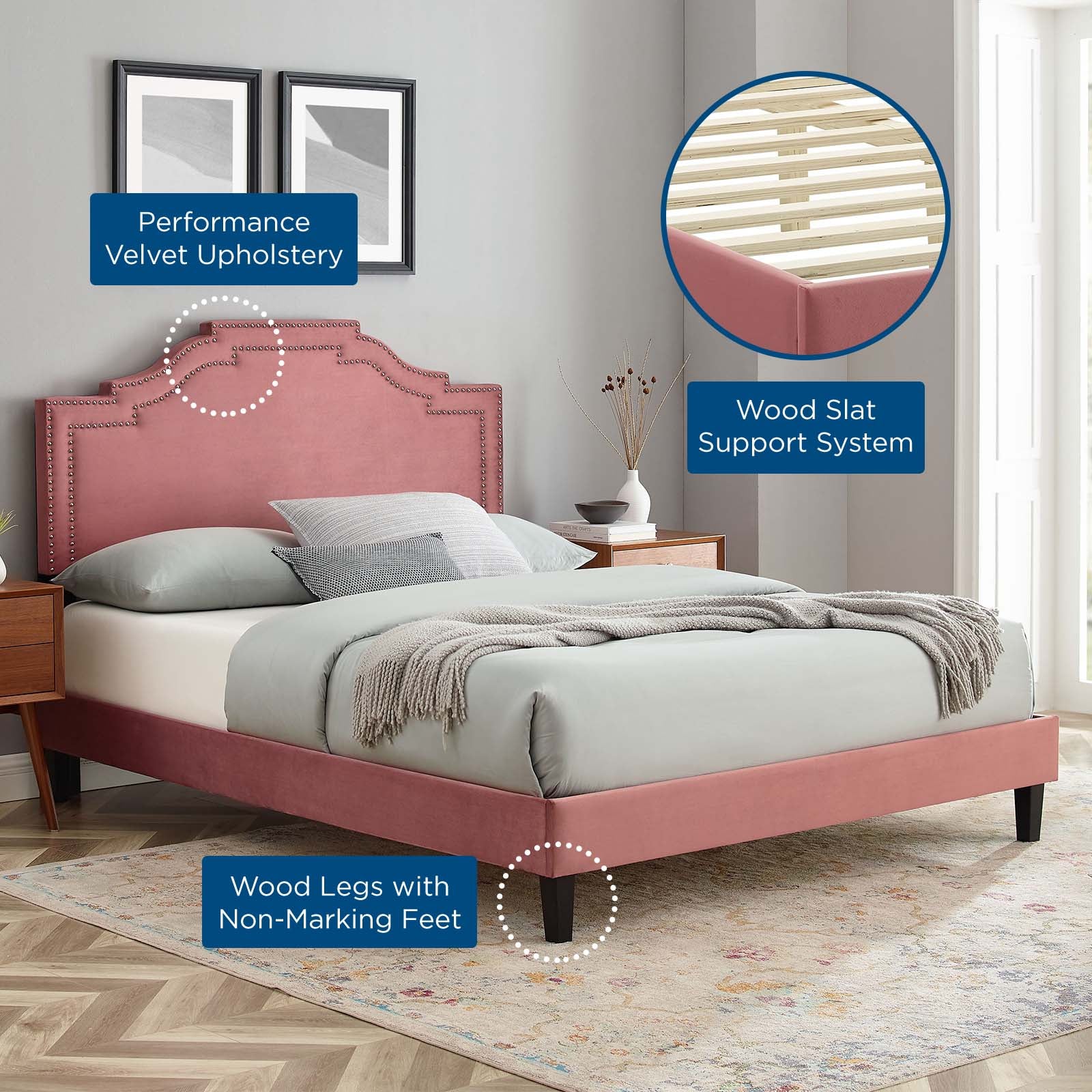 Adelaide Performance Velvet King Platform Bed By Modway - MOD-6864 - Image 18