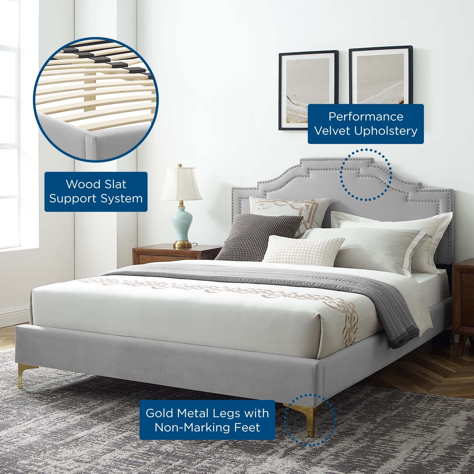 Adelaide Performance Velvet Queen Platform Bed By Modway - MOD-6580 - Image 34