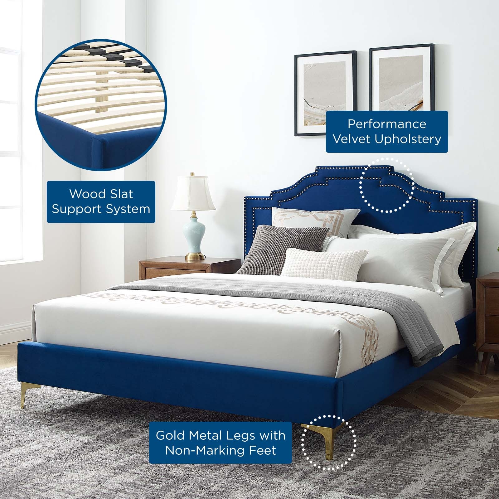 Adelaide Performance Velvet Queen Platform Bed By Modway - MOD-6580 - Image 62