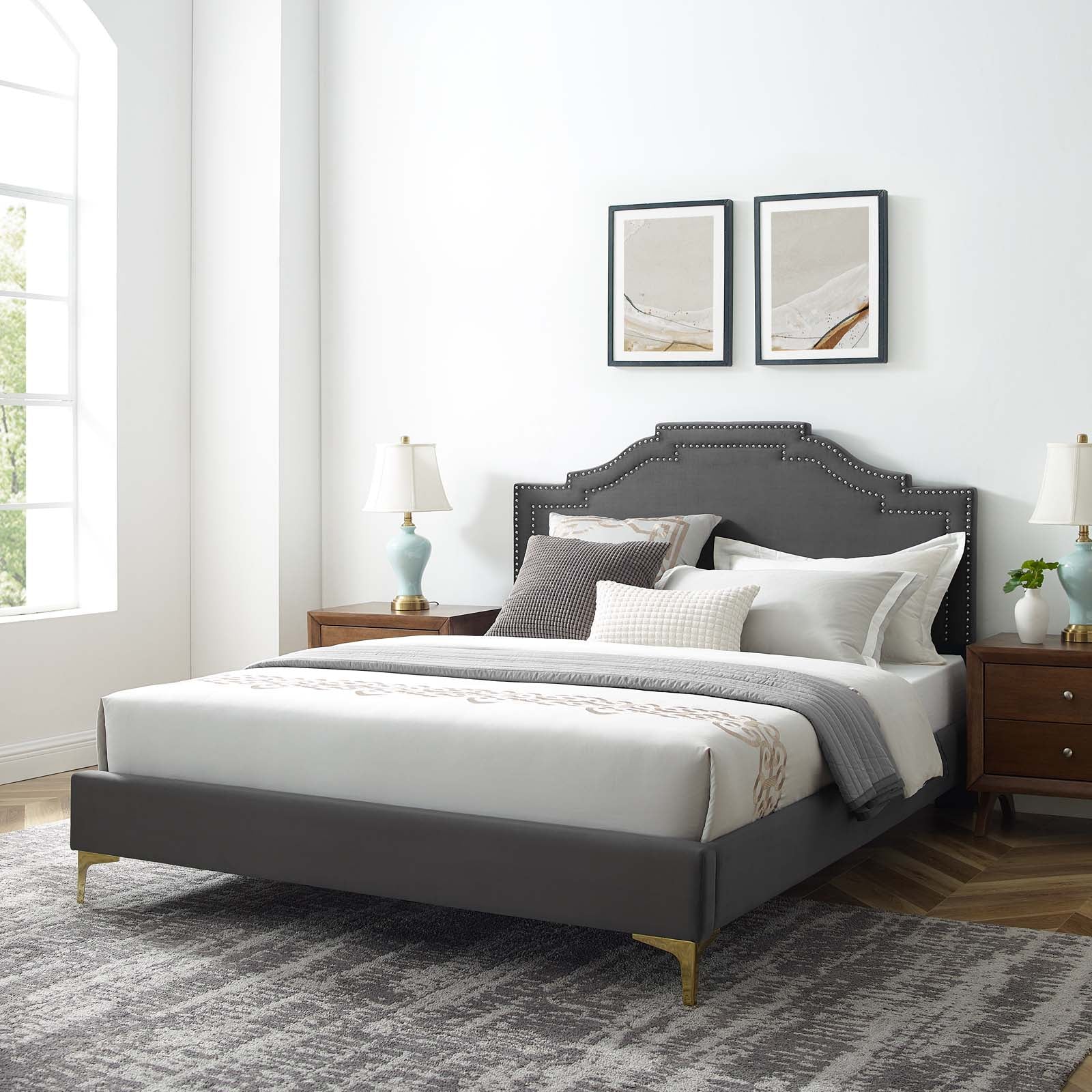 Adelaide Performance Velvet Queen Platform Bed By Modway - MOD-6580 - Image 7