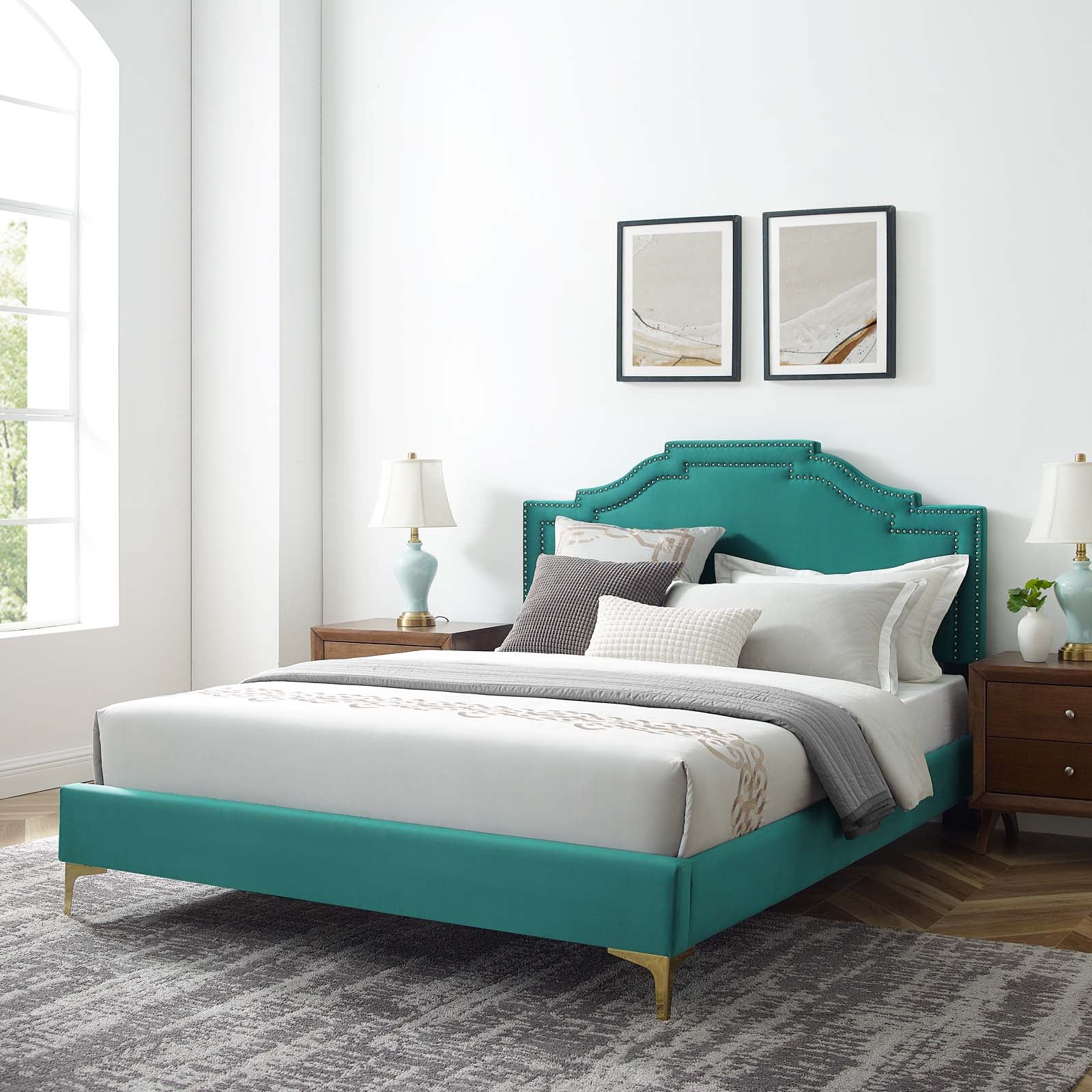 Adelaide Performance Velvet Queen Platform Bed By Modway - MOD-6580 - Image 91