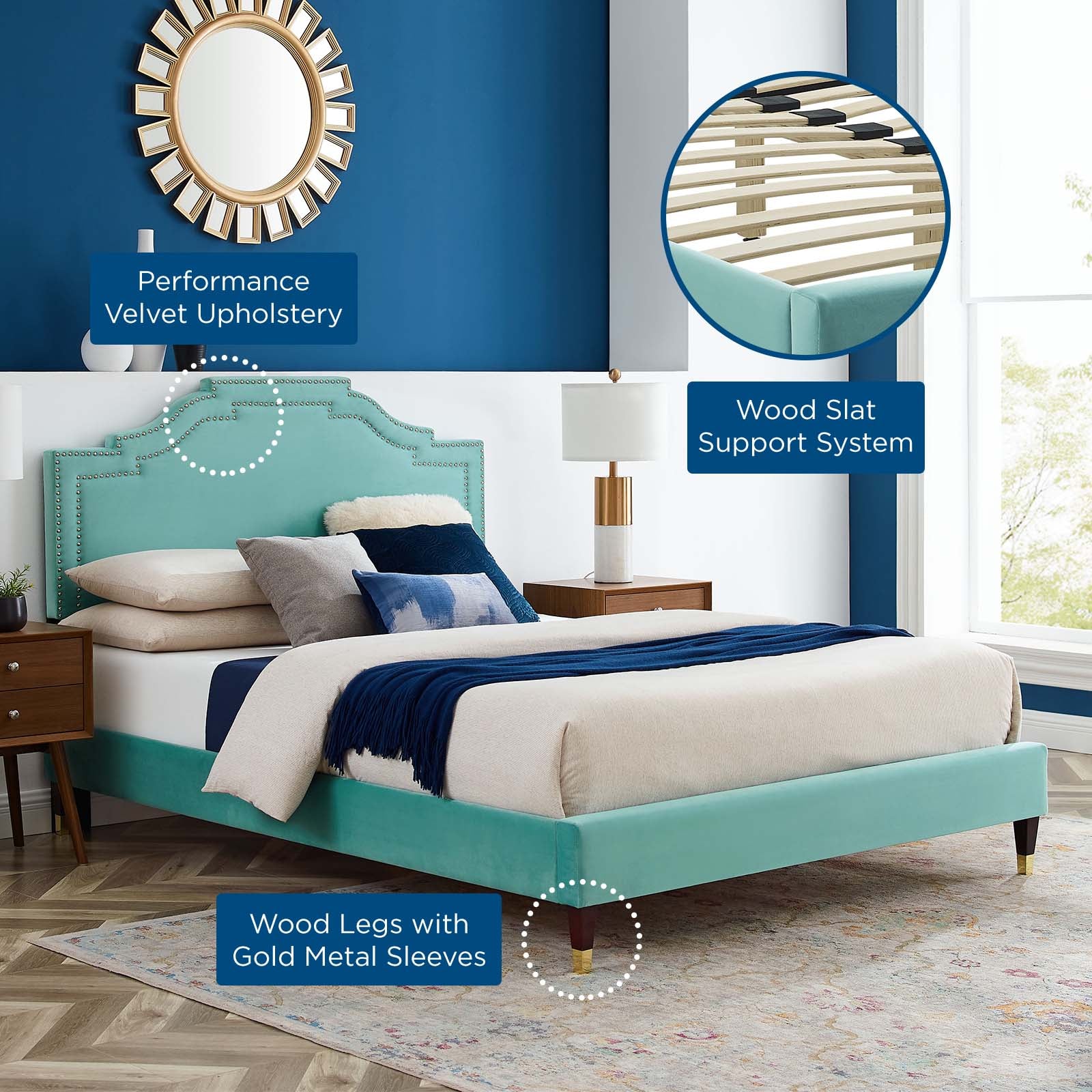 Adelaide Performance Velvet Queen Platform Bed By Modway - MOD-6581 - Image 47