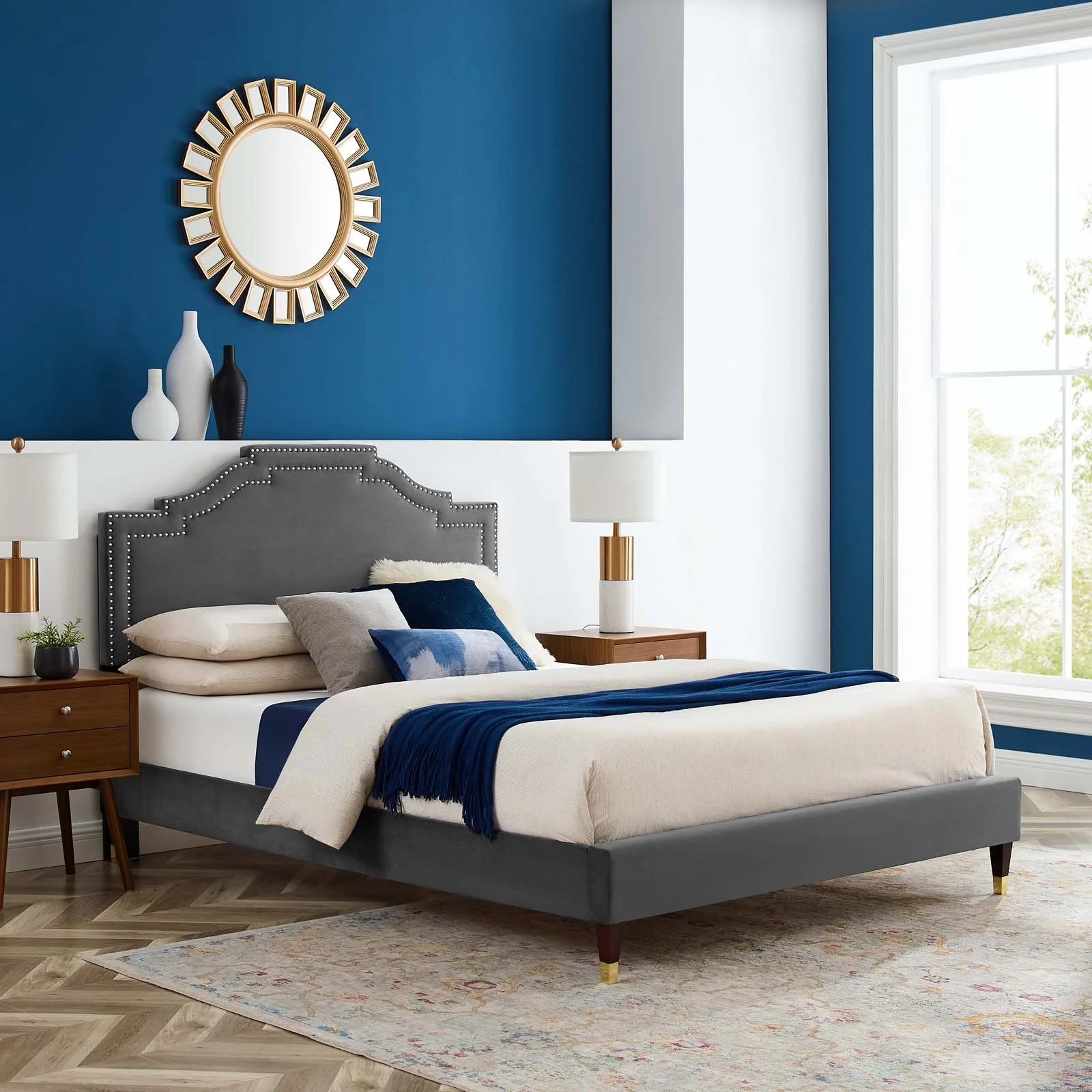 Adelaide Performance Velvet Queen Platform Bed By Modway - MOD-6581 - Image 5