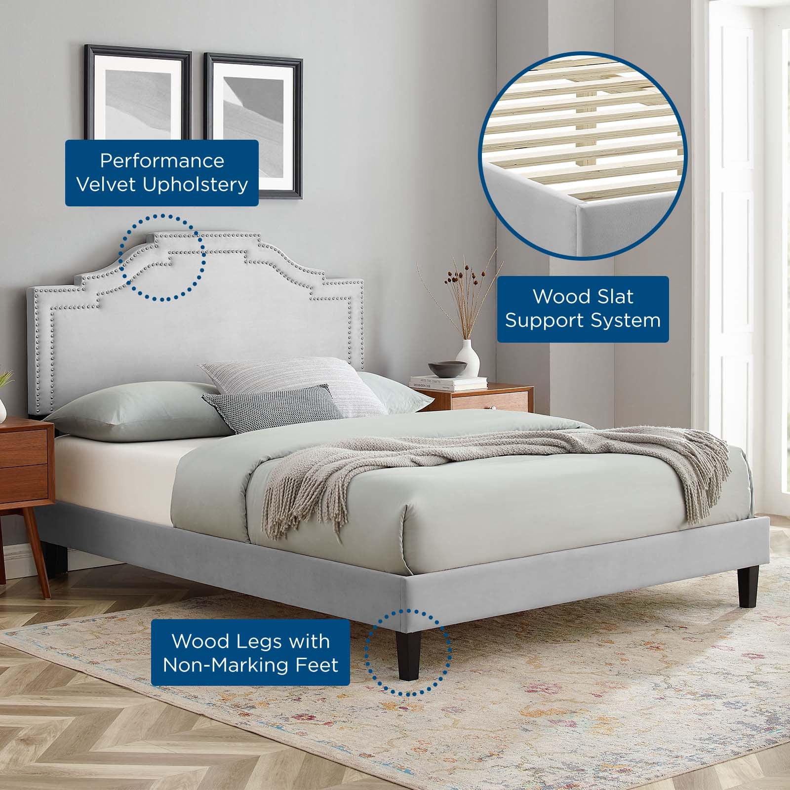 Adelaide Performance Velvet Queen Platform Bed By Modway - MOD-6582 - Image 31
