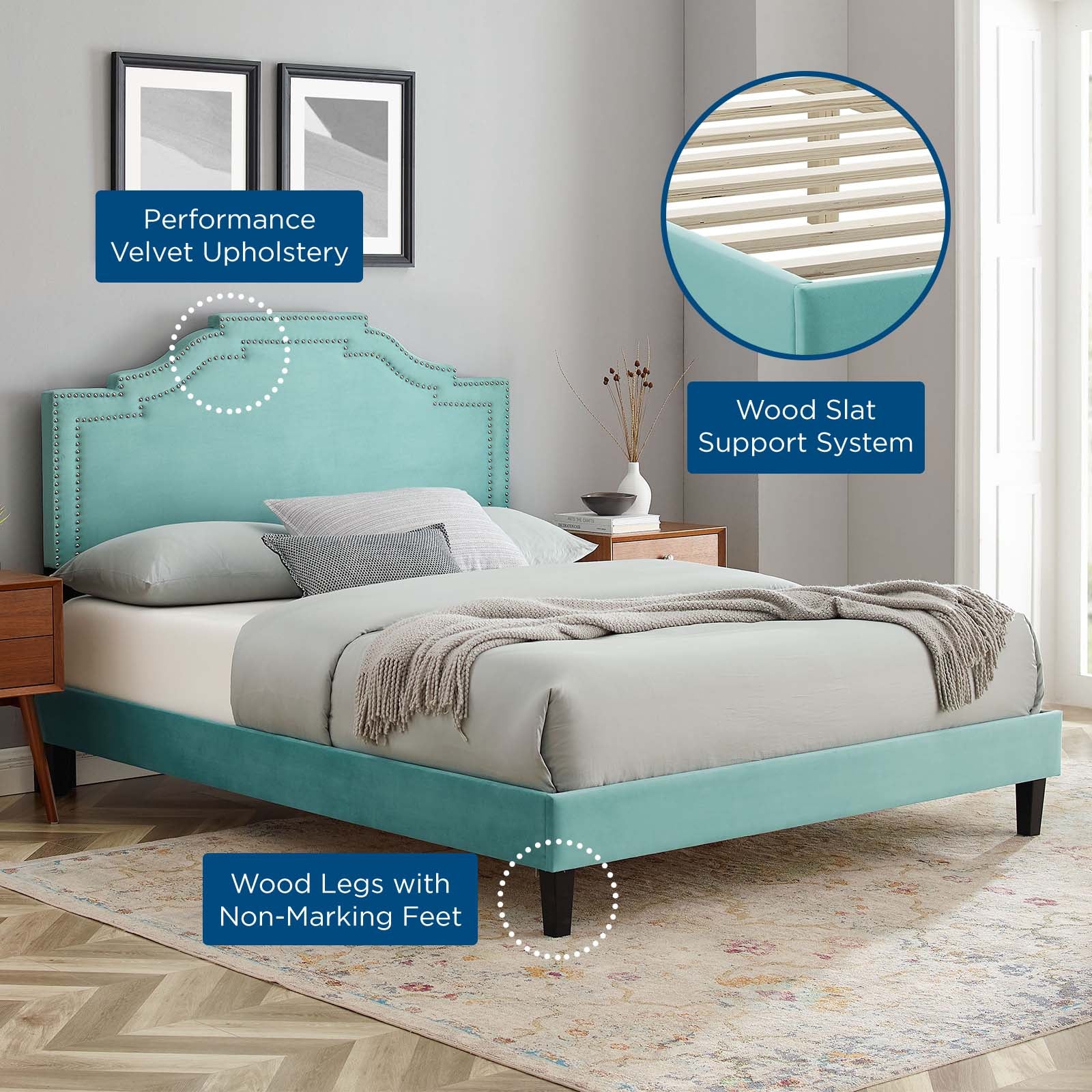 Adelaide Performance Velvet Queen Platform Bed By Modway - MOD-6582 - Image 44