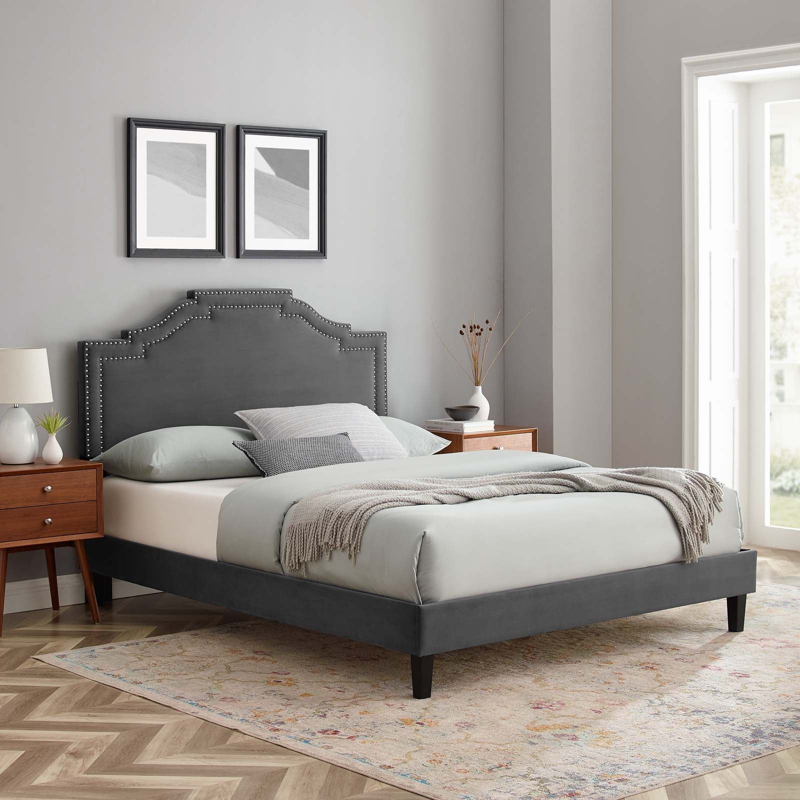 Adelaide Performance Velvet Queen Platform Bed By Modway - MOD-6582 - Image 6