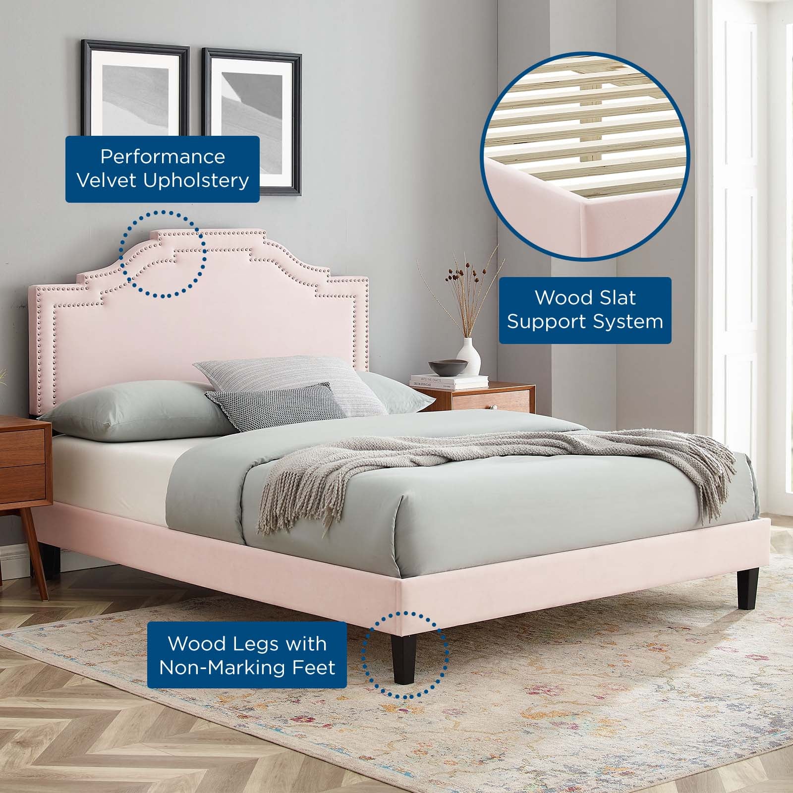 Adelaide Performance Velvet Queen Platform Bed By Modway - MOD-6582 - Image 70