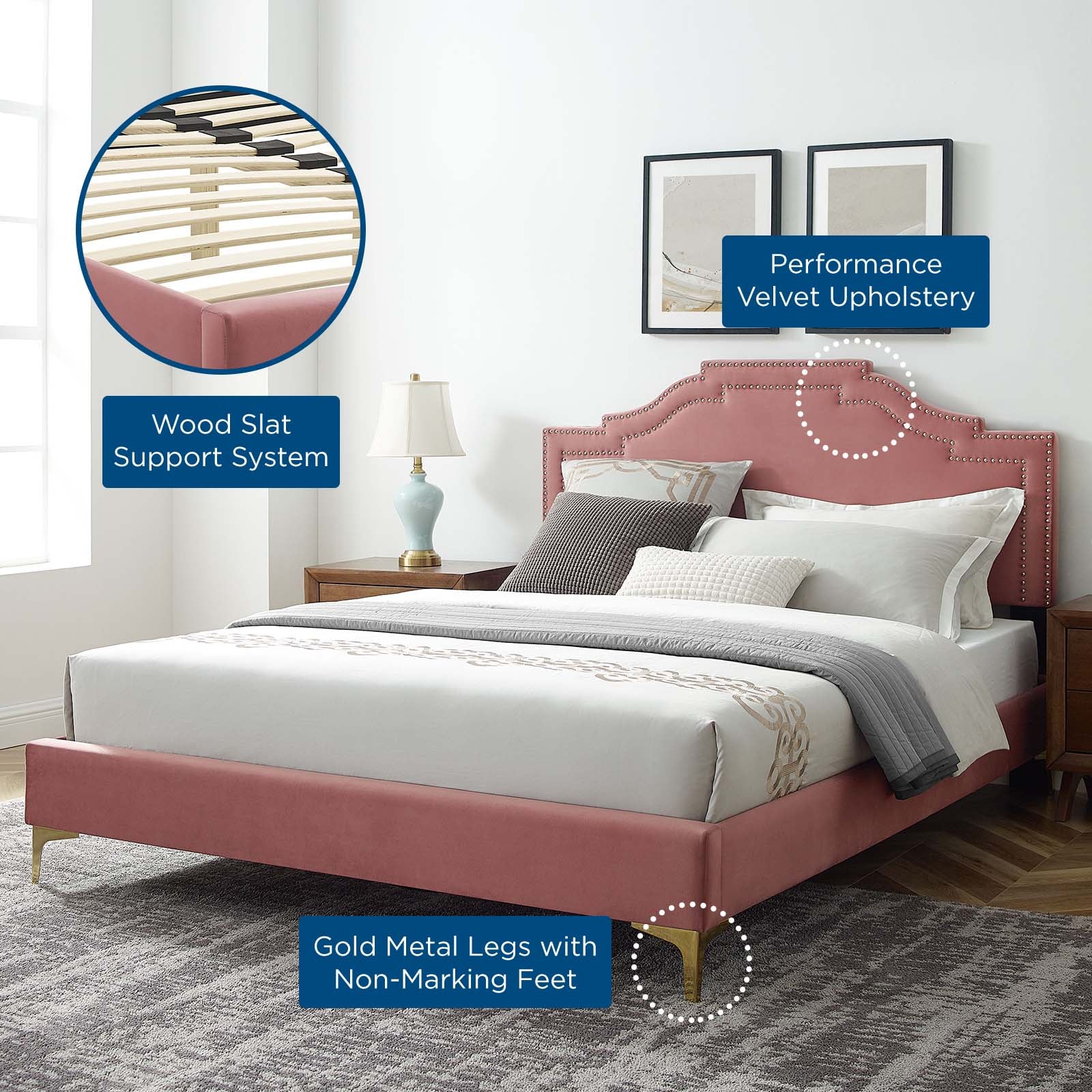 Adelaide Performance Velvet Twin Platform Bed By Modway - MOD-6850 - Image 20