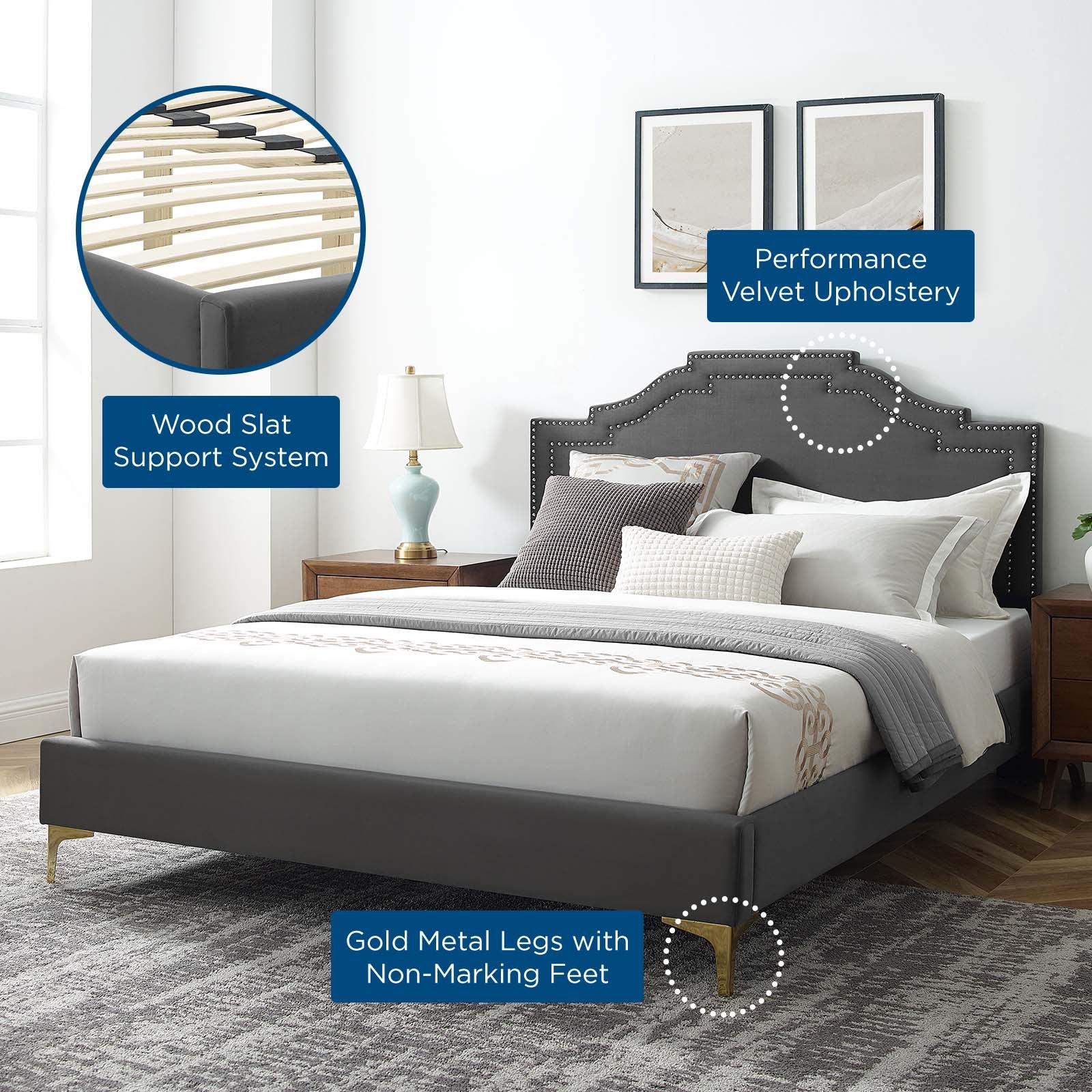 Adelaide Performance Velvet Twin Platform Bed By Modway - MOD-6850 - Image 7