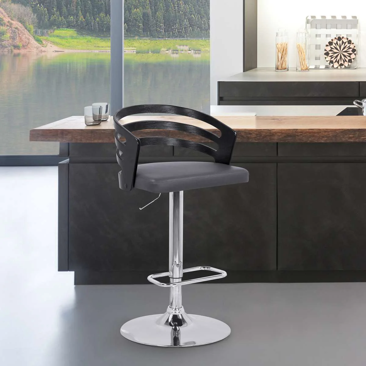 Adele Adjustable Height Swivel Bar Stool By Armen Living - Image 9