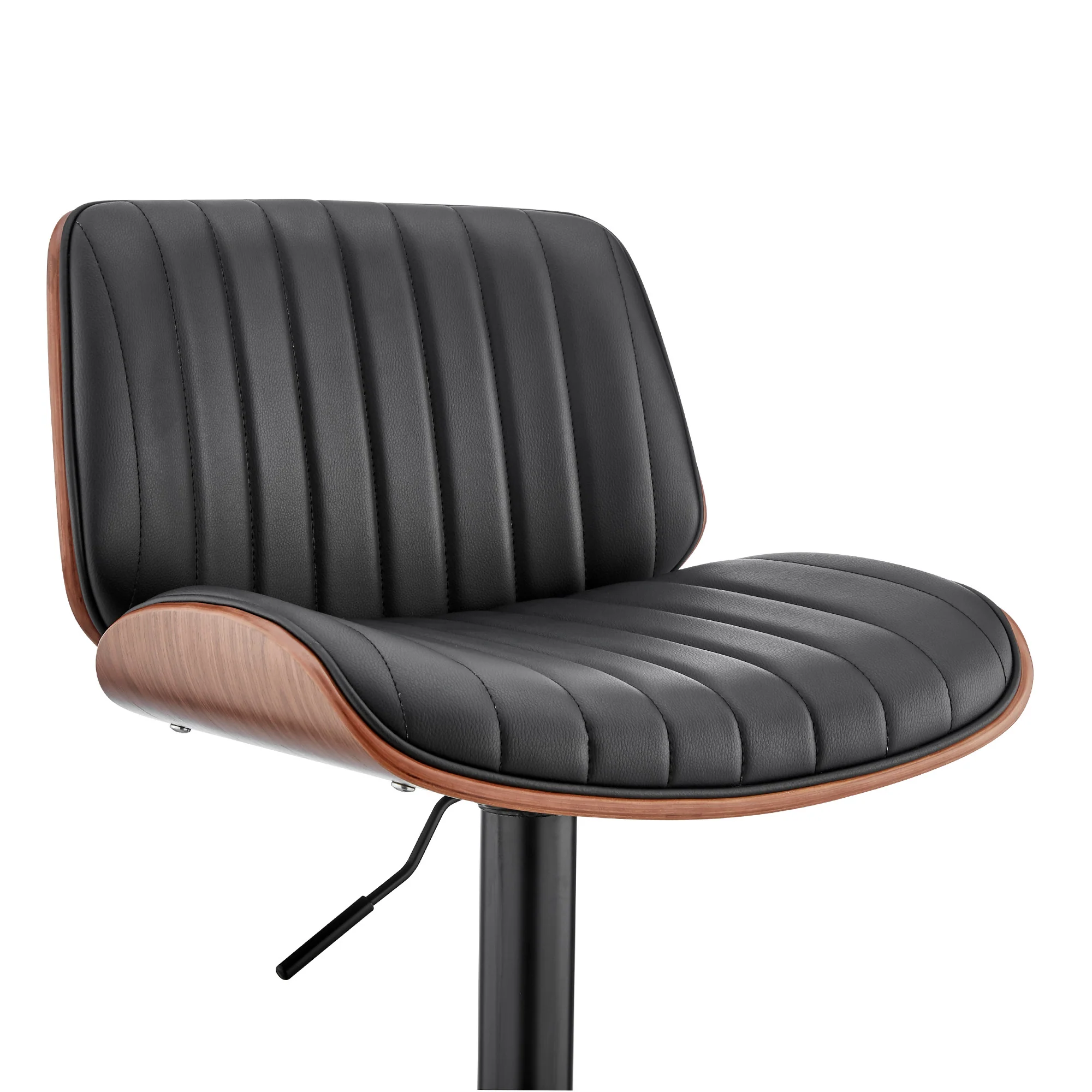 Adjustable Black Faux Leather Black Steel and Walnut Bar Stool By Homeroots - Image 7