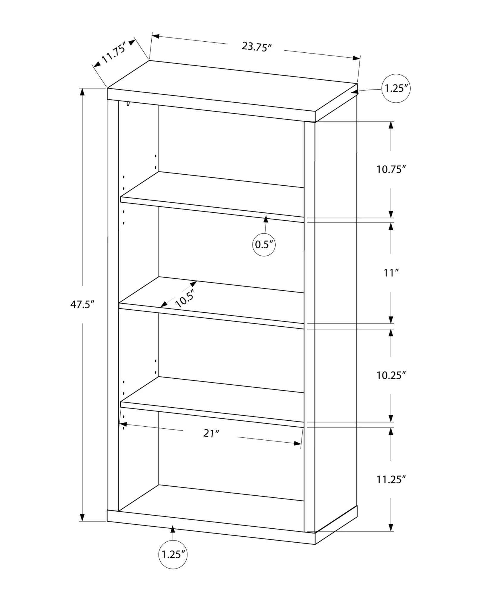 Adjustable Bookshelf By Homeroots - Image 4