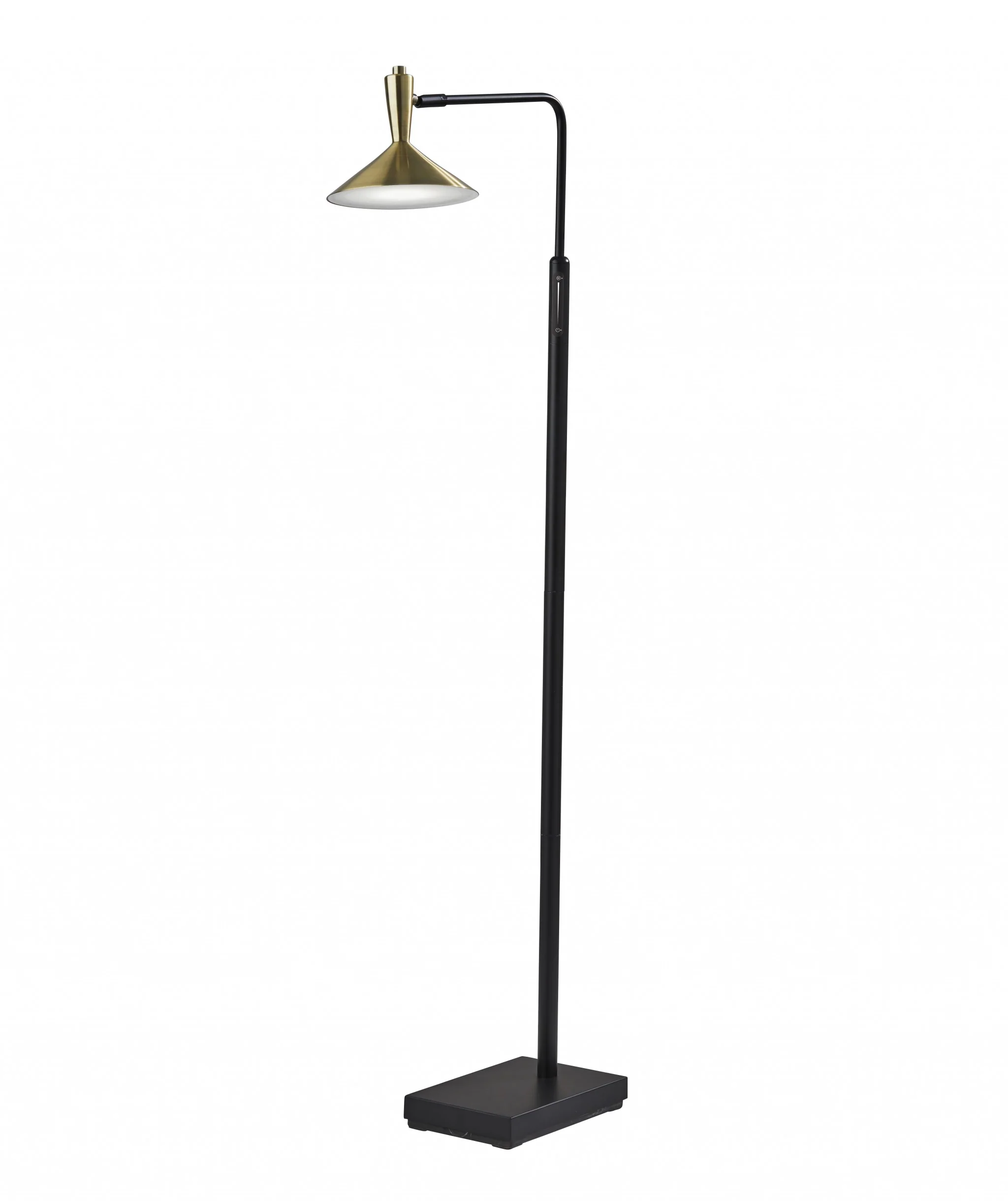Adjustable Brass Spotlight LED Floor Lamp in Black Metal By Homeroots - Image 2