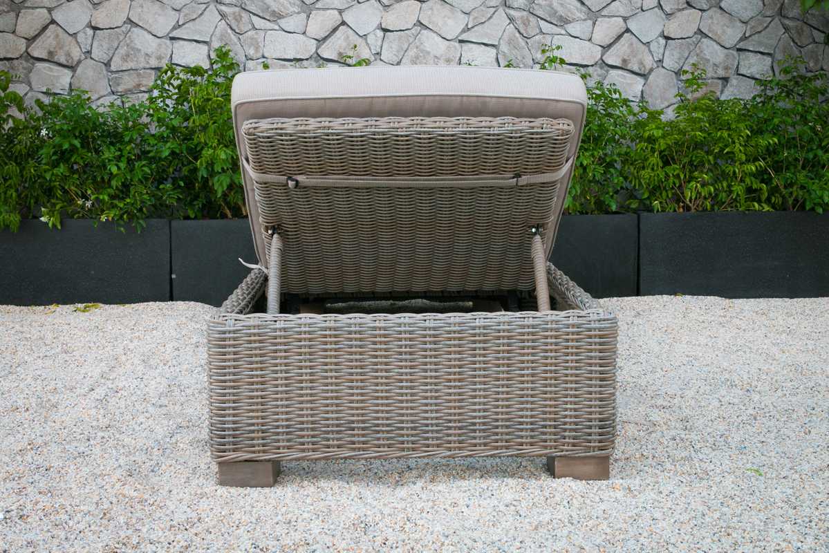 Adjustable Brown Rattan Cushioned Chaise Lounge By Homeroots - Image 5