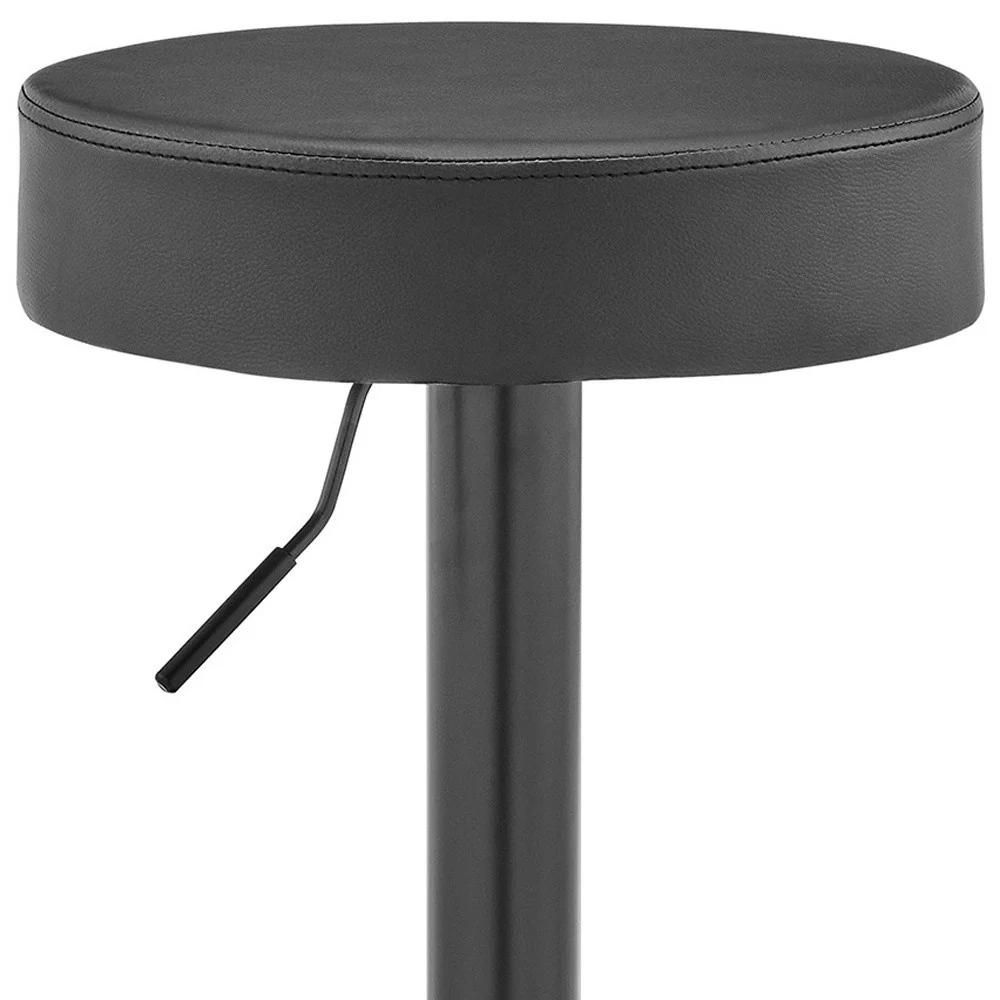 Adjustable Classic Grey Faux Leather Backless Bar Stool By Homeroots - Image 3