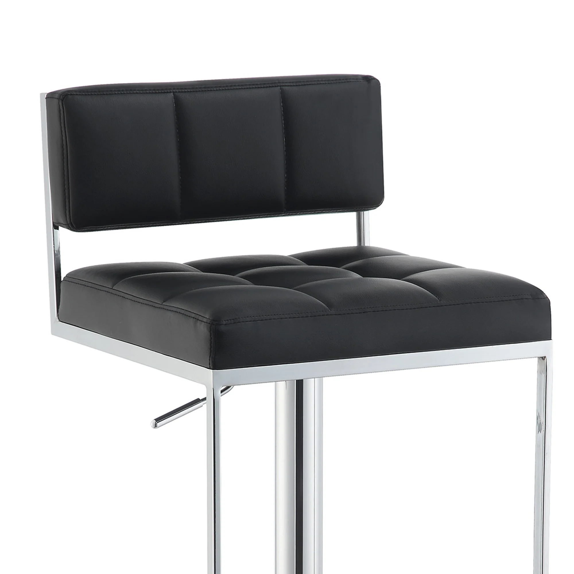 Adjustable Contemporary Metal Bar Stool, Black & Silver By Benzara - Image 5