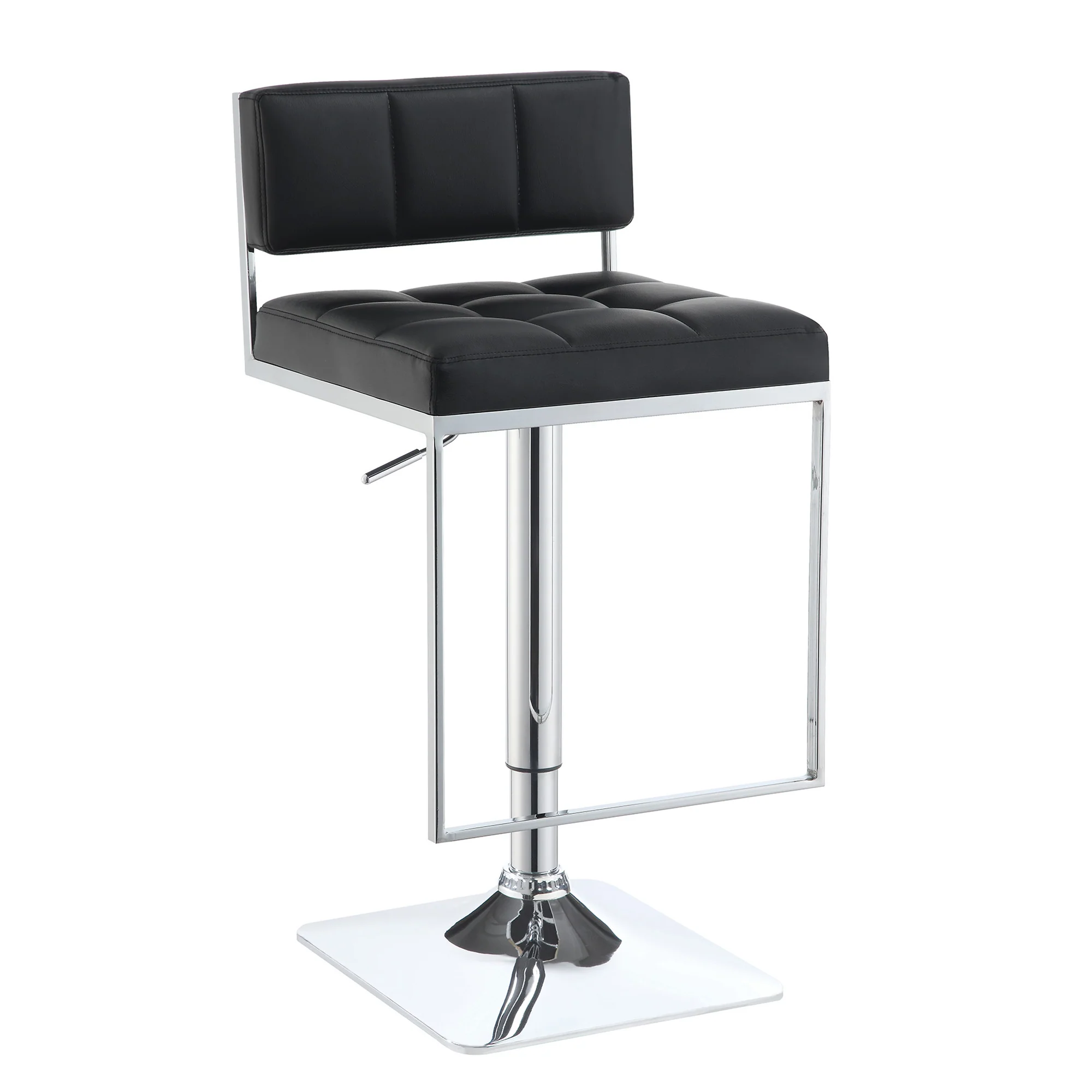 Adjustable Contemporary Metal Bar Stool, Black & Silver By Benzara - Image 6