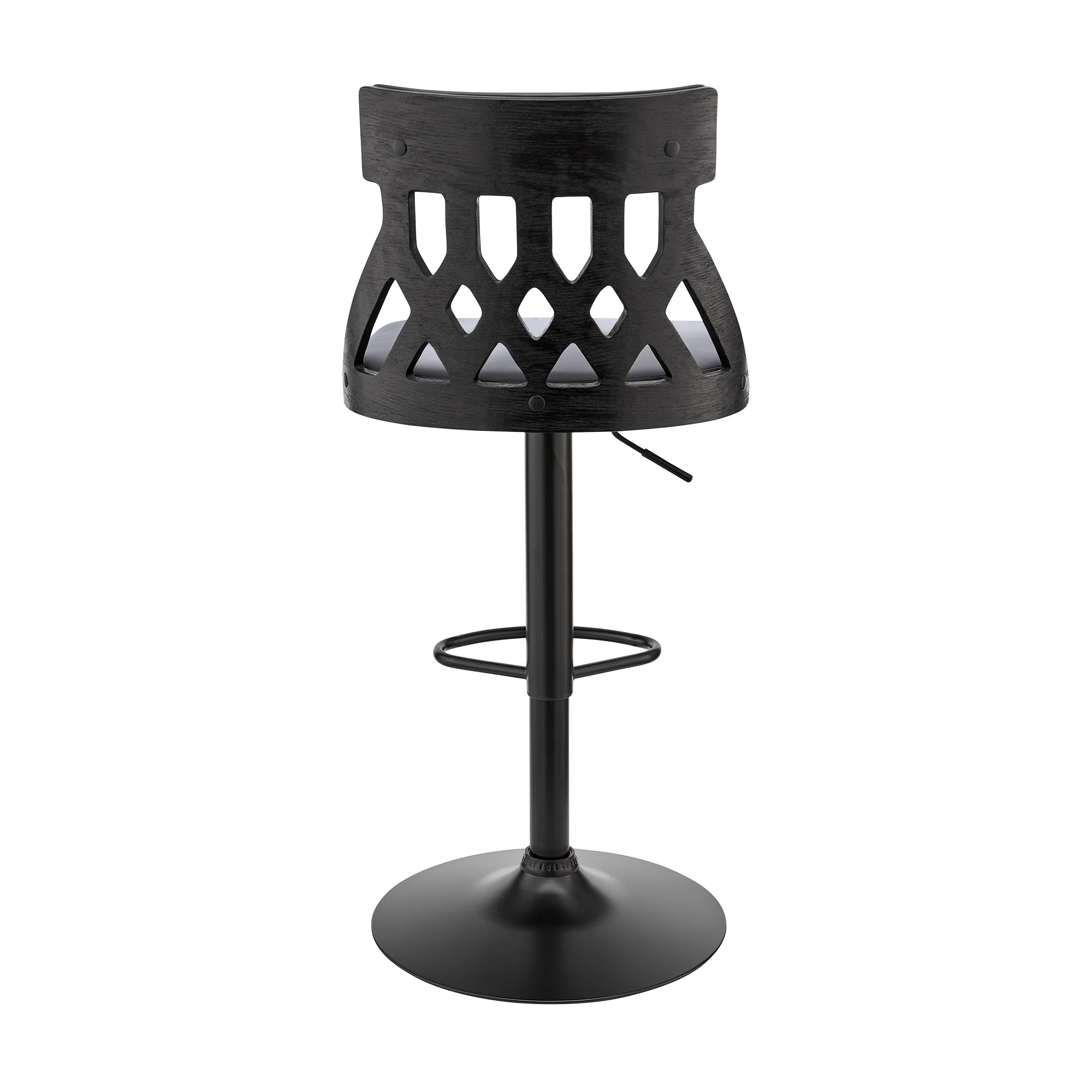 Adjustable Gray Faux Leather and Black Lattice Bar Stool By Homeroots - Image 6