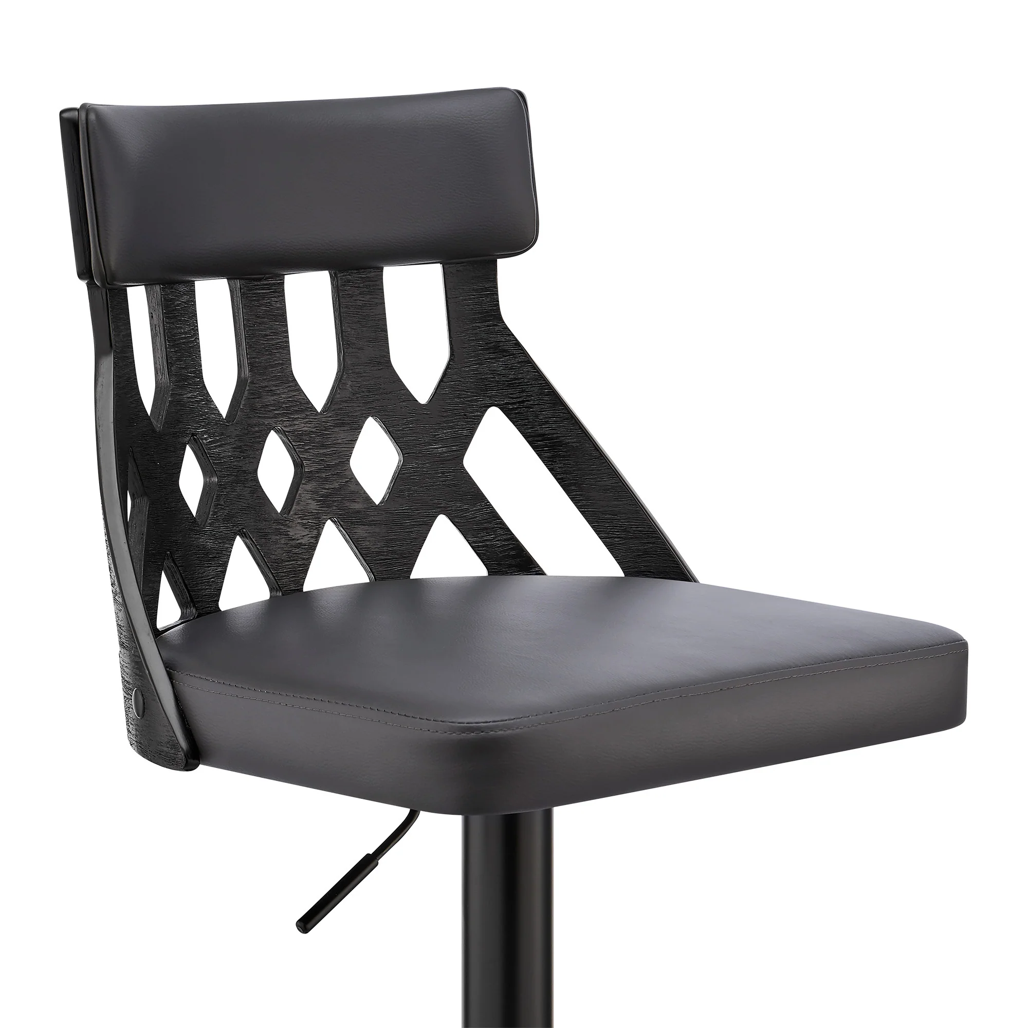 Adjustable Gray Faux Leather and Black Lattice Bar Stool By Homeroots - Image 7