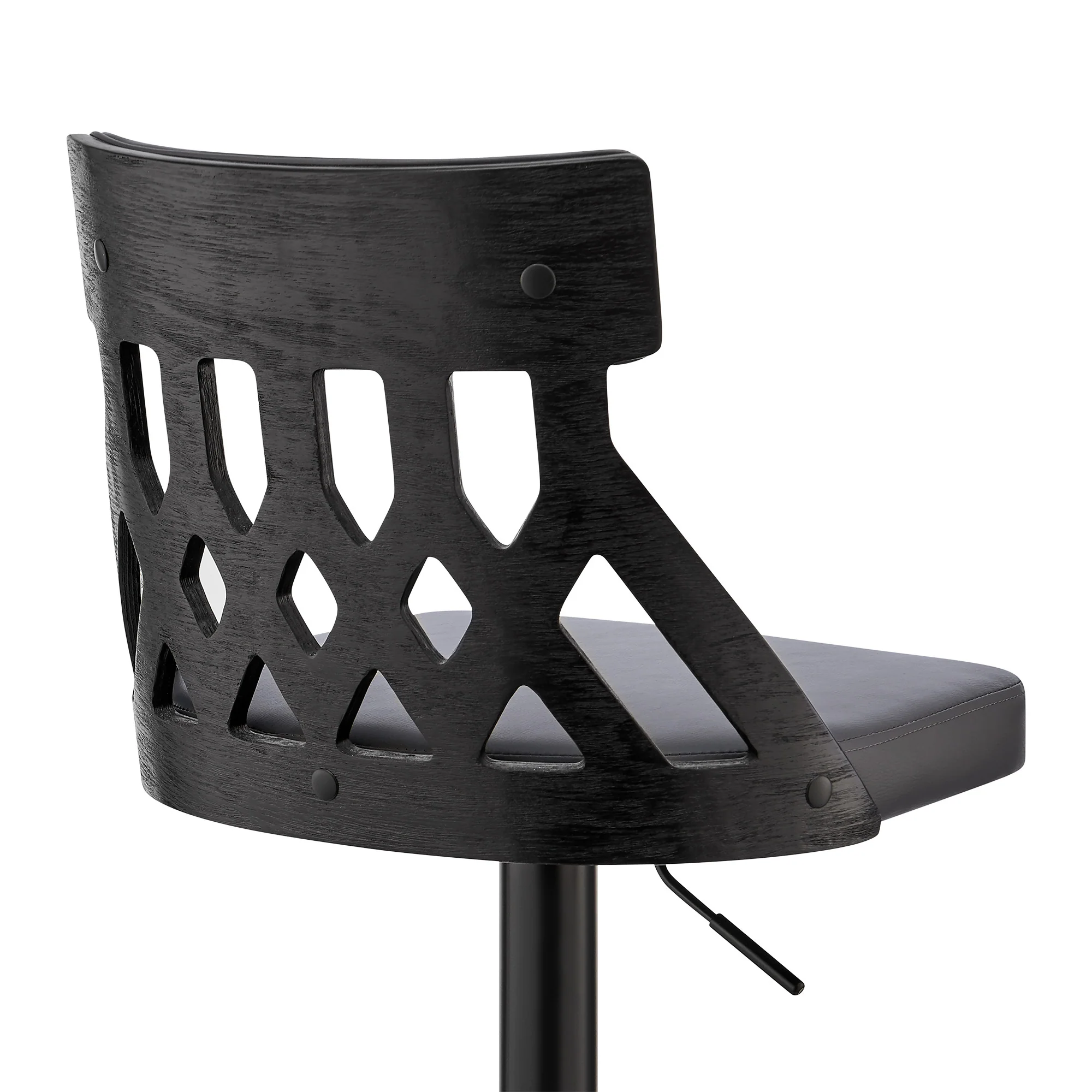 Adjustable Gray Faux Leather and Black Lattice Bar Stool By Homeroots - Image 8