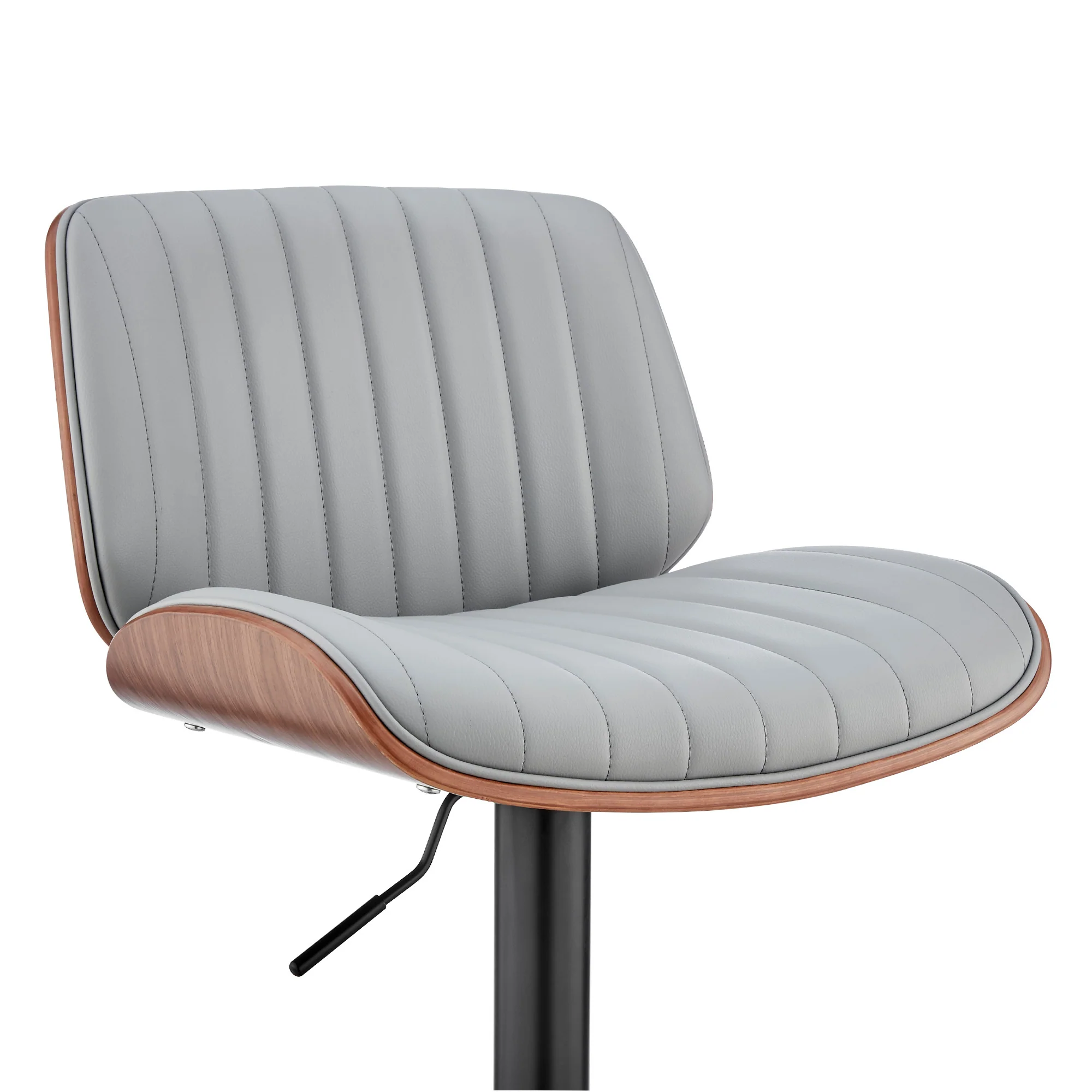 Adjustable Gray Faux Leather Black Steel and Walnut Bar Stool By Homeroots - Image 7