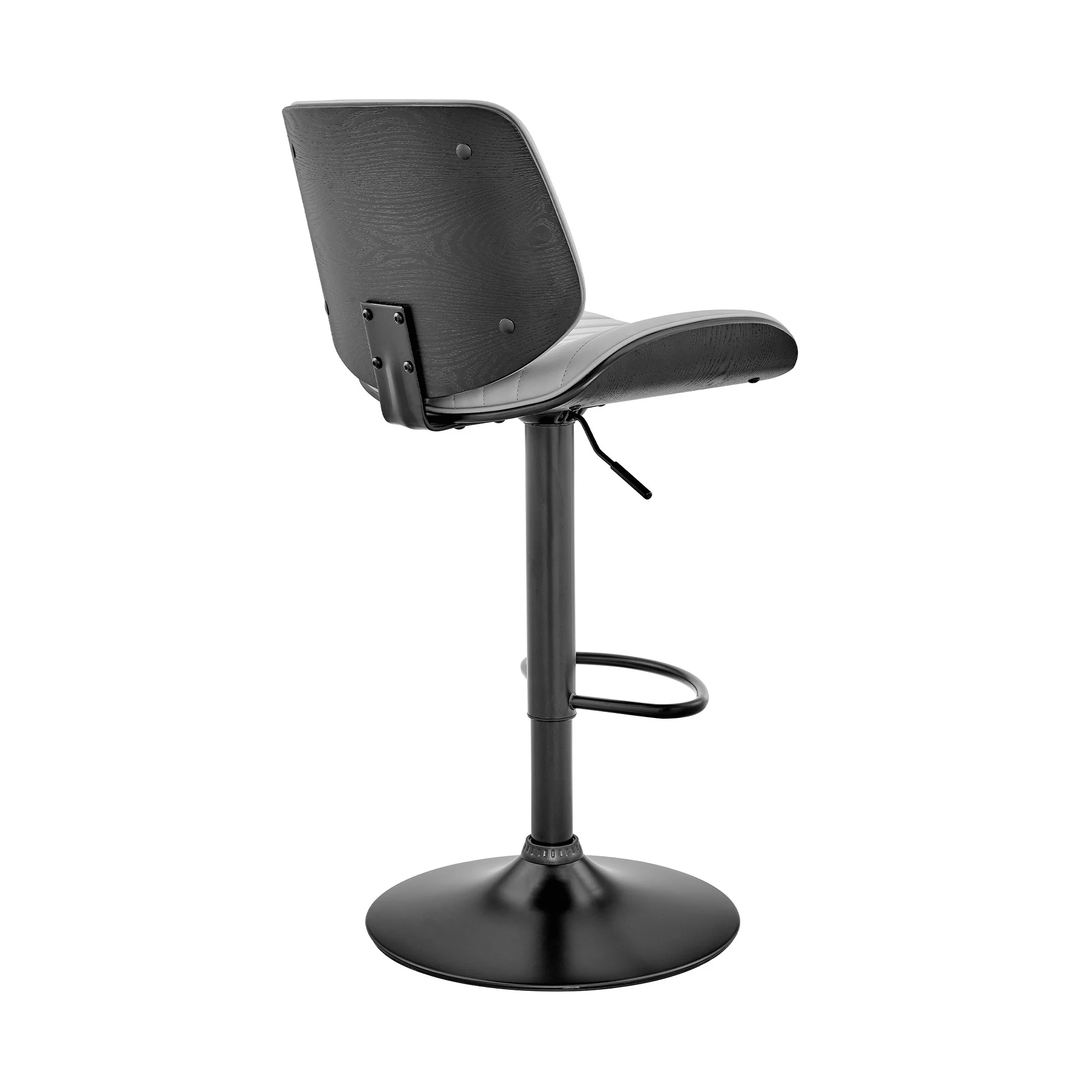 Adjustable Gray Faux Leather Black Steel and Wood Bar Stool By Homeroots - Image 5