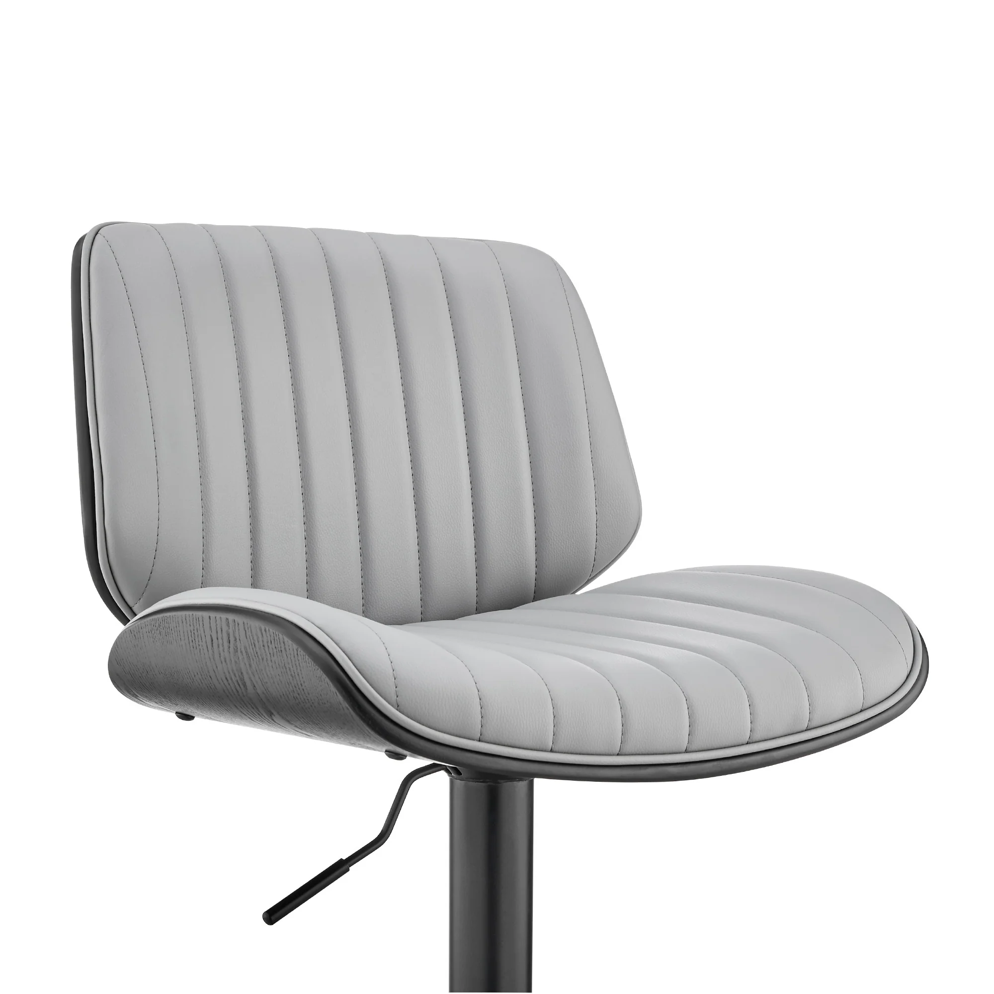 Adjustable Gray Faux Leather Black Steel and Wood Bar Stool By Homeroots - Image 7