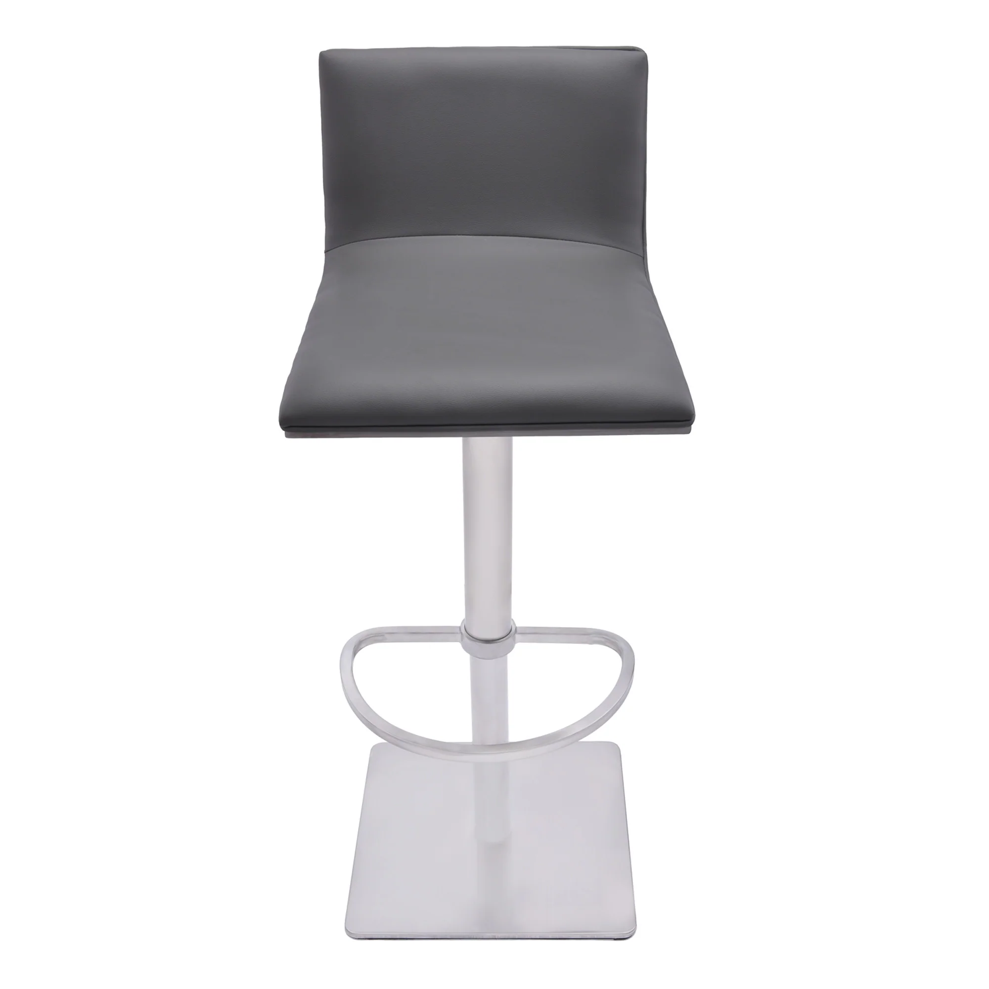 Adjustable Grey Faux Leather Walnut and Stainless Swivel Bar Stool By Homeroots - Image 2