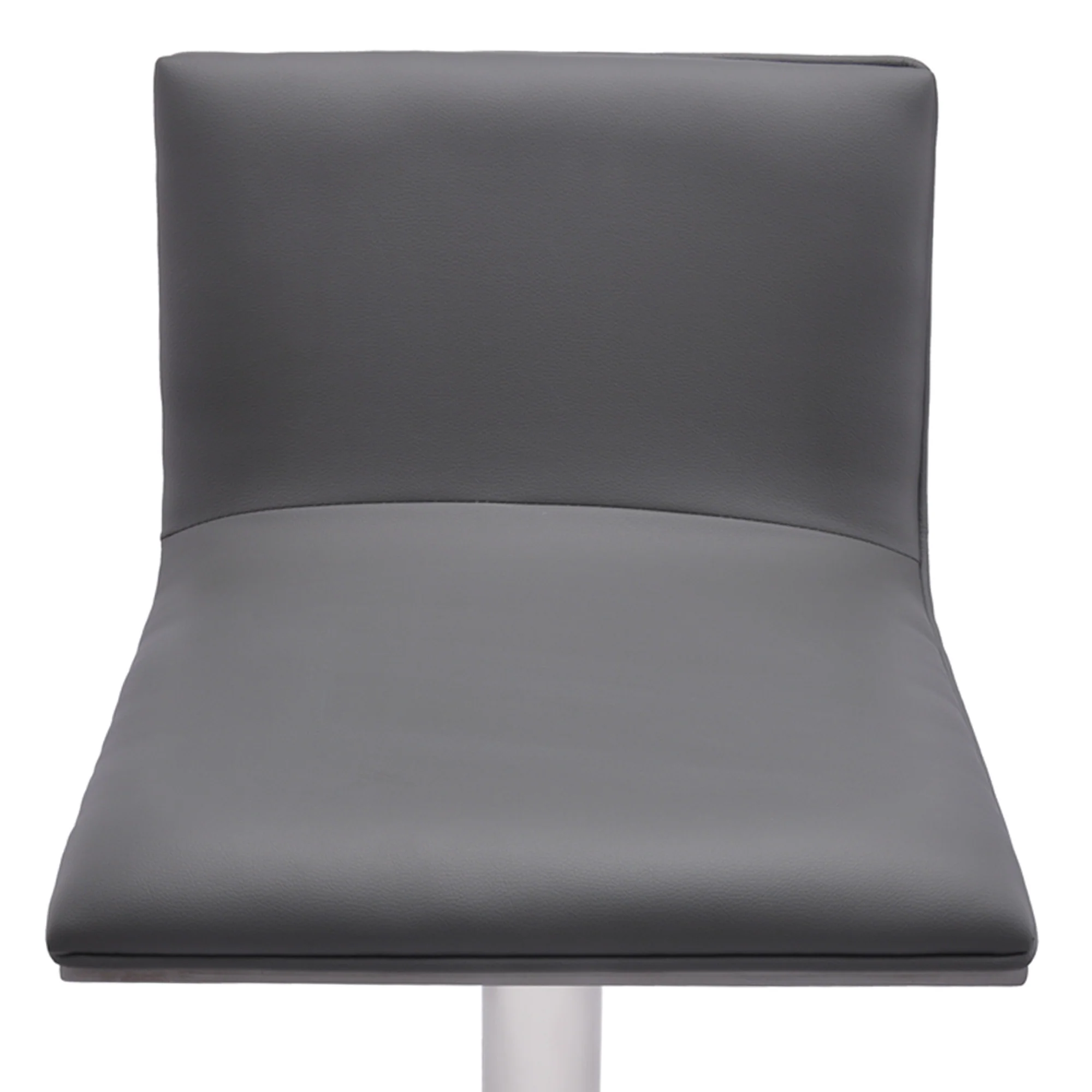 Adjustable Grey Faux Leather Walnut and Stainless Swivel Bar Stool By Homeroots - Image 4