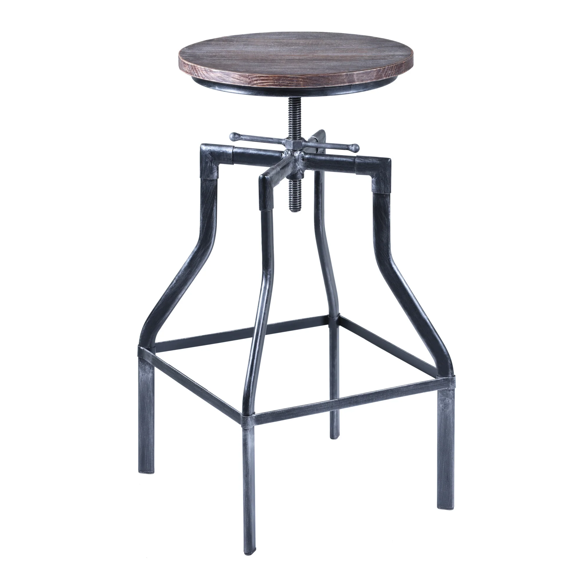 Adjustable Industrial Pine Wood Swivel Bar Stool By Homeroots - Image 2
