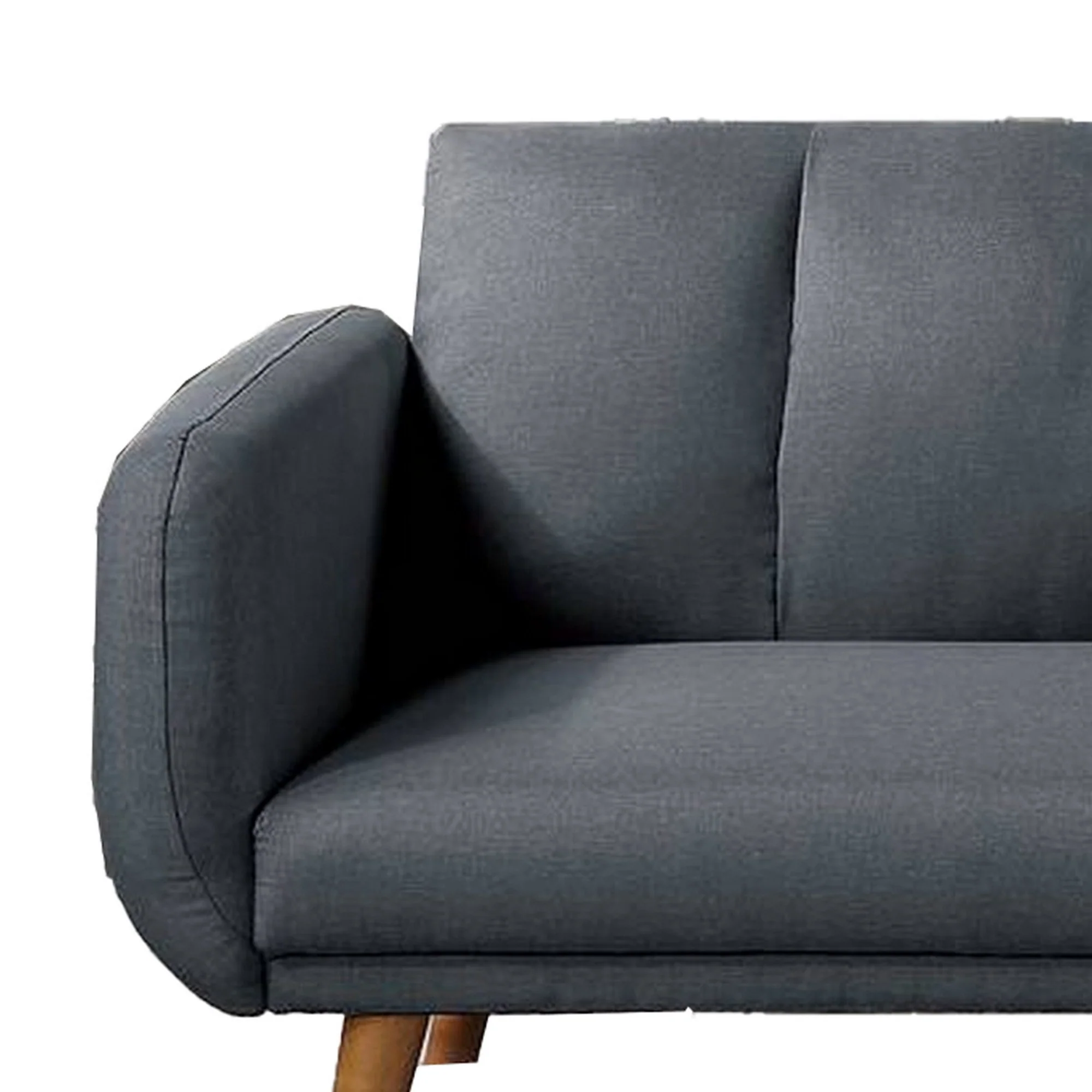 Adjustable Upholstered Sofa with Track Armrests and Angled Legs, Light Gray By Benzara - Image 3