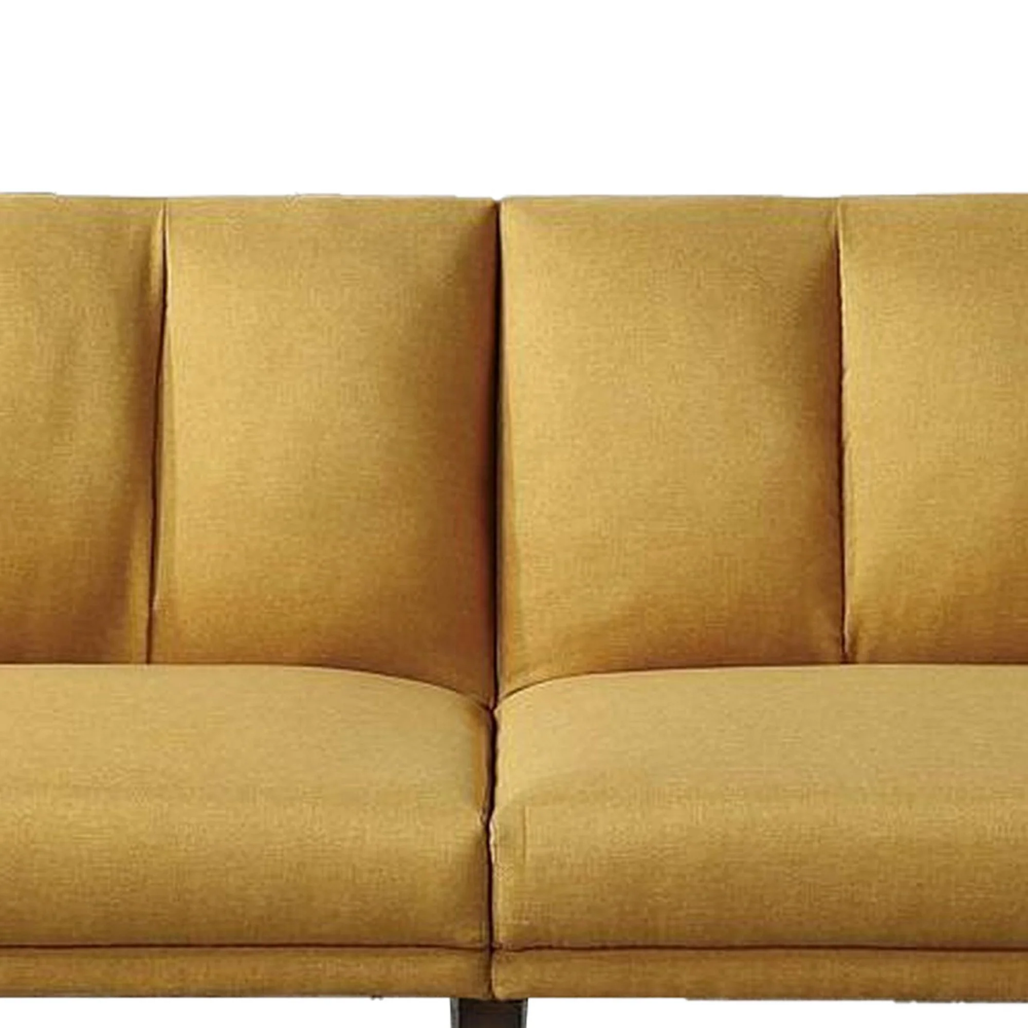 Adjustable Upholstered Sofa with Track Armrests and Angled Legs, Yellow By Benzara - Image 4