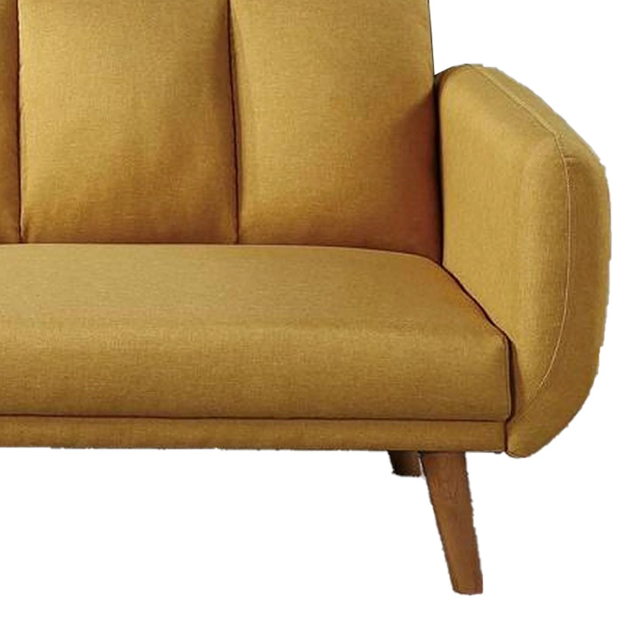 Adjustable Upholstered Sofa with Track Armrests and Angled Legs, Yellow By Benzara - Image 5