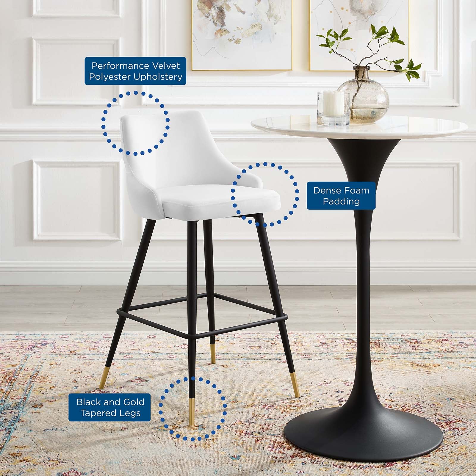 Adorn Performance Velvet Bar Stool Set of 2 By Modway - EEI-4595 - Image 25