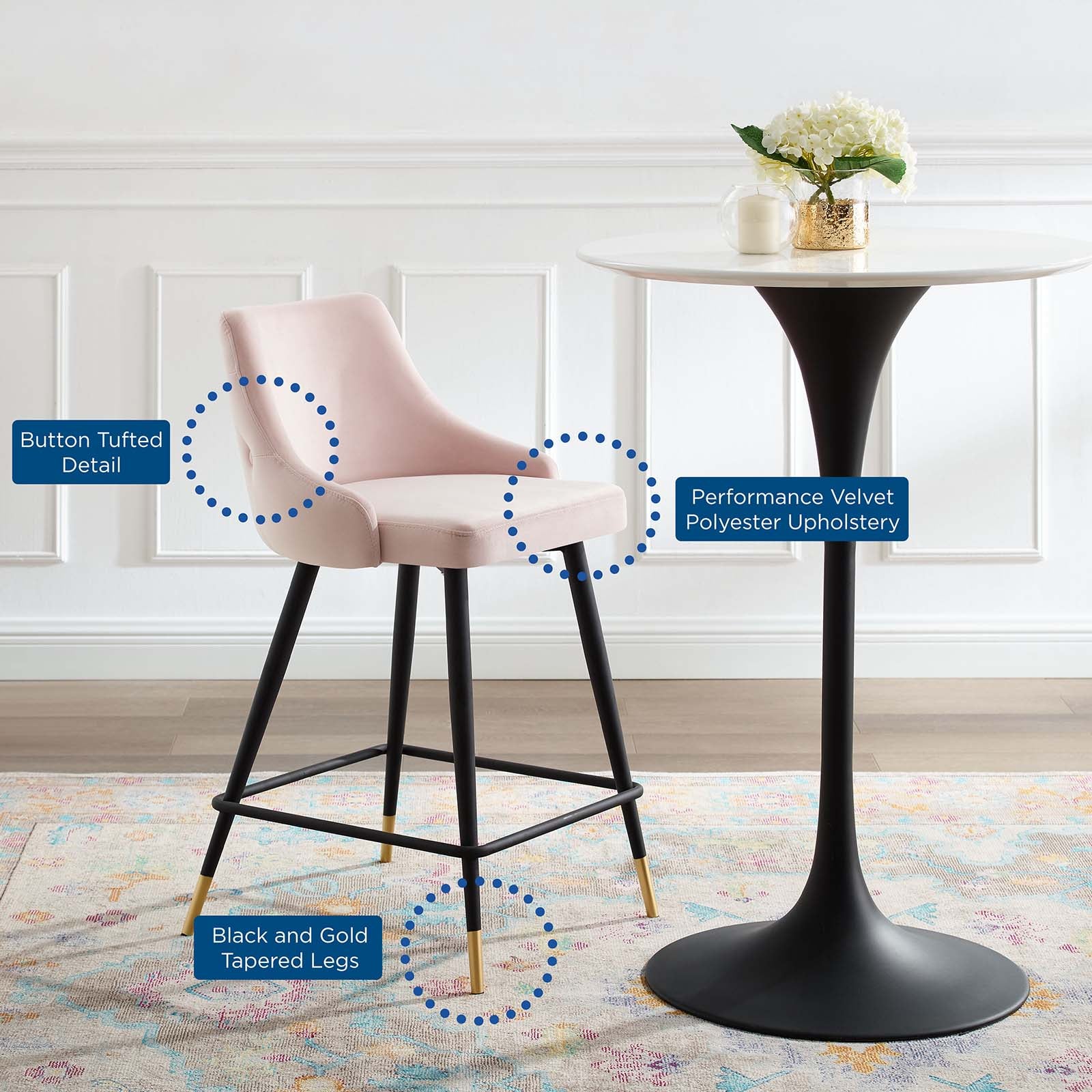 Adorn Performance Velvet Counter Stool Set of 2 By Modway - EEI-4594 - Image 17