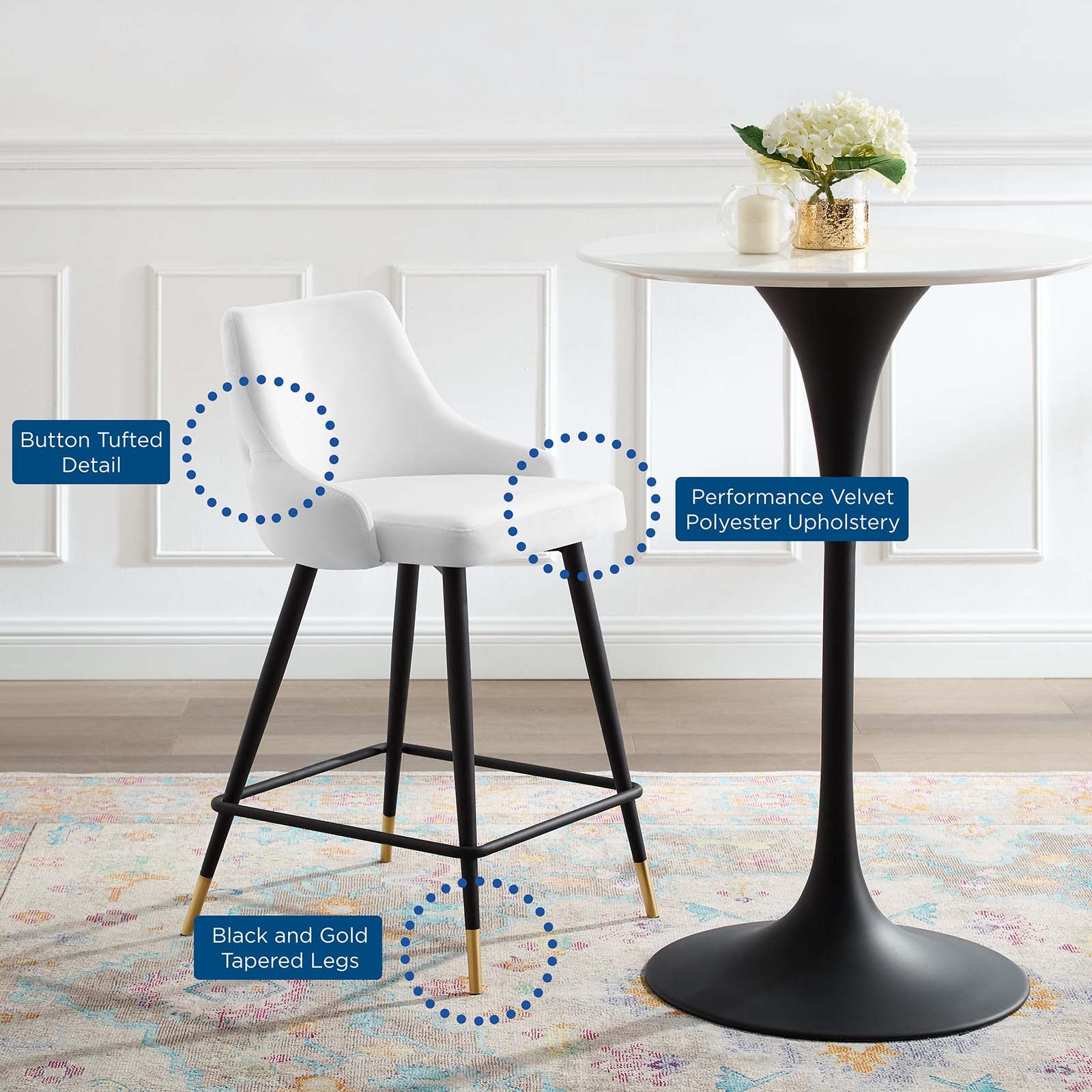 Adorn Performance Velvet Counter Stool Set of 2 By Modway - EEI-4594 - Image 25