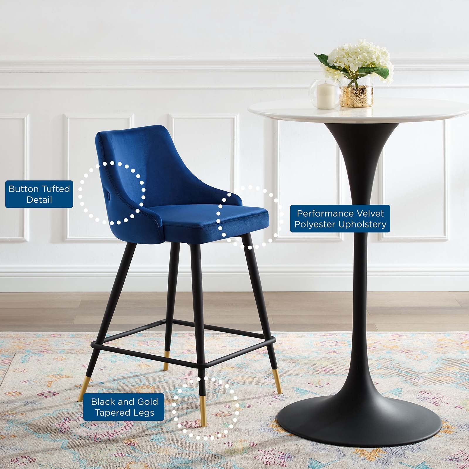 Adorn Performance Velvet Counter Stool Set of 2 By Modway - EEI-4594 - Image 9