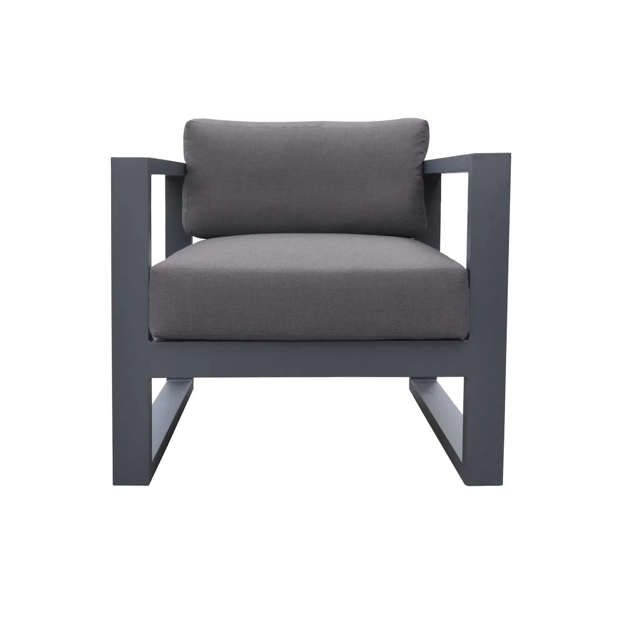Aelani Outdoor 4 piece Set in Dark Grey Finish and Charcoal Cushions By Armen Living - Image 3