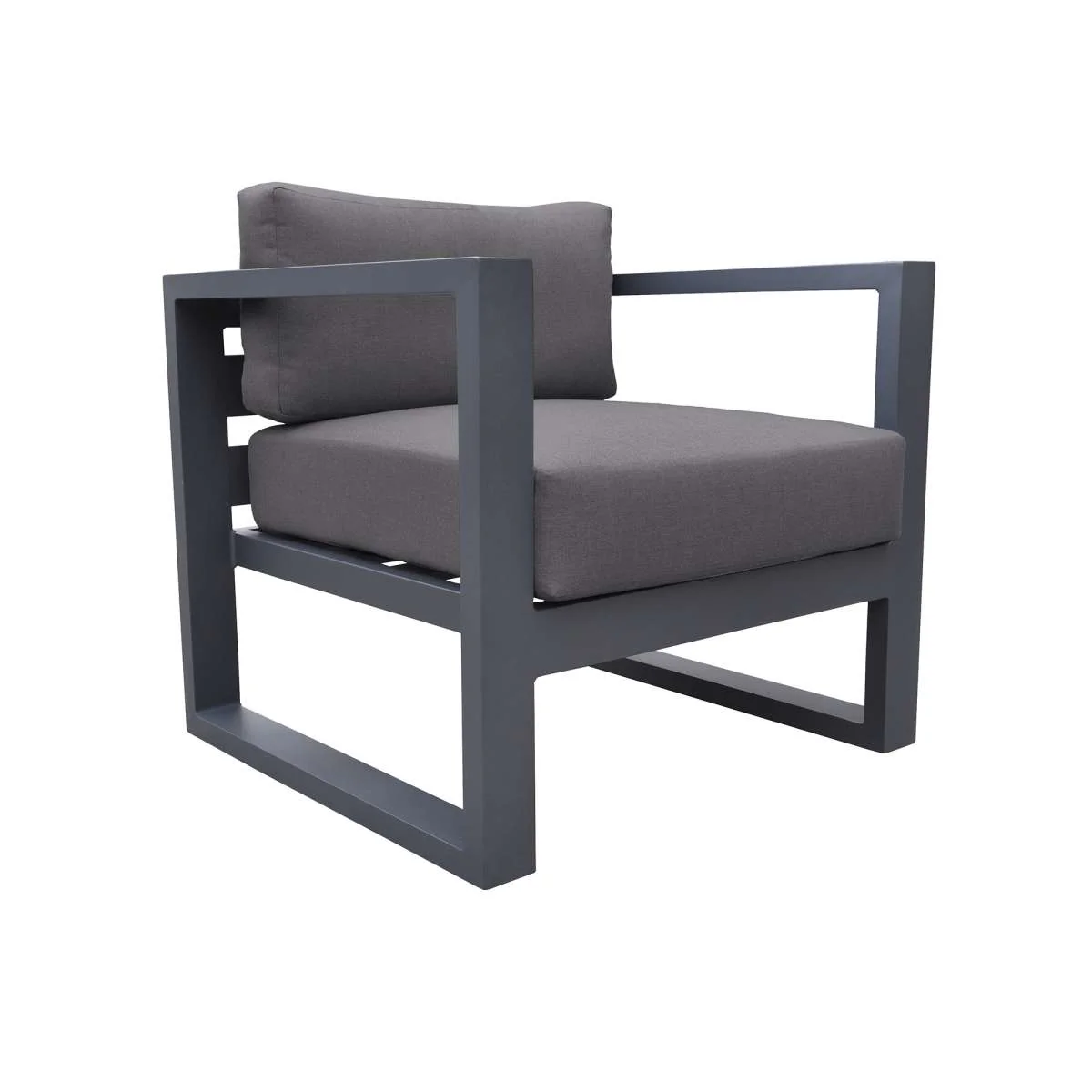 Aelani Outdoor 4 piece Set in Dark Grey Finish and Charcoal Cushions By Armen Living - Image 8