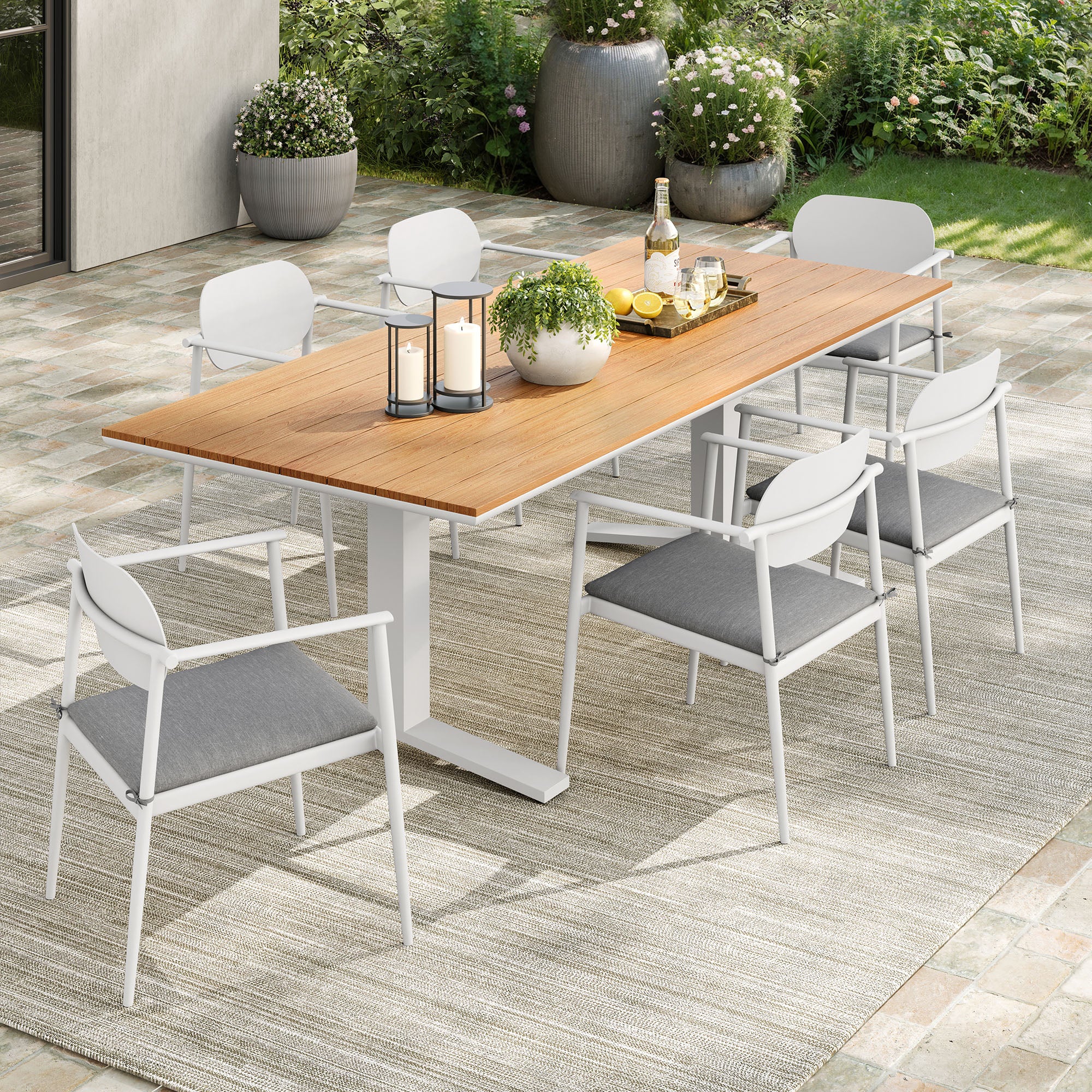 Aeris 7-Piece Outdoor Patio Aluminum Dining Set by Modway - Image 7